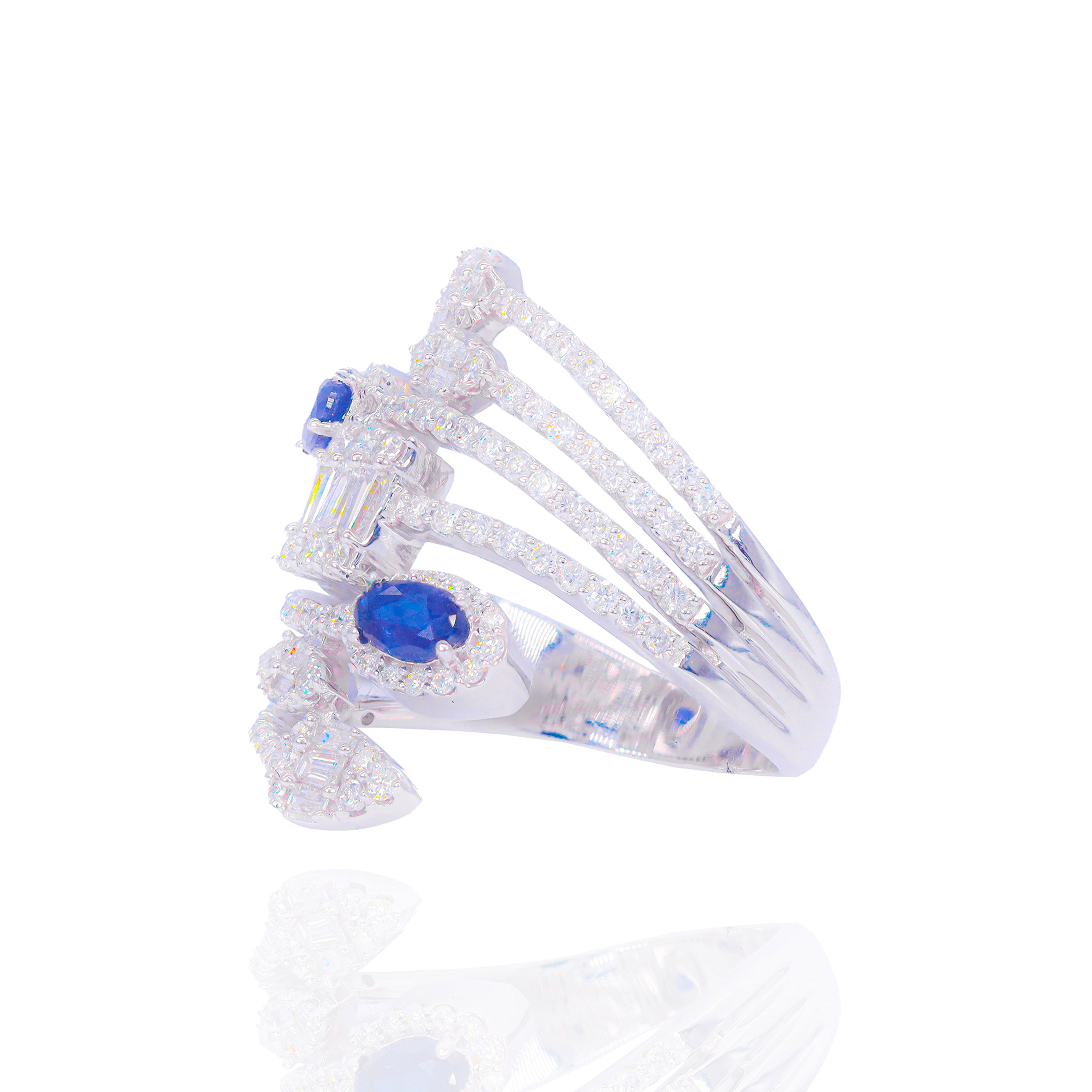 Stacked Gemstone Diamond Cocktail Ring