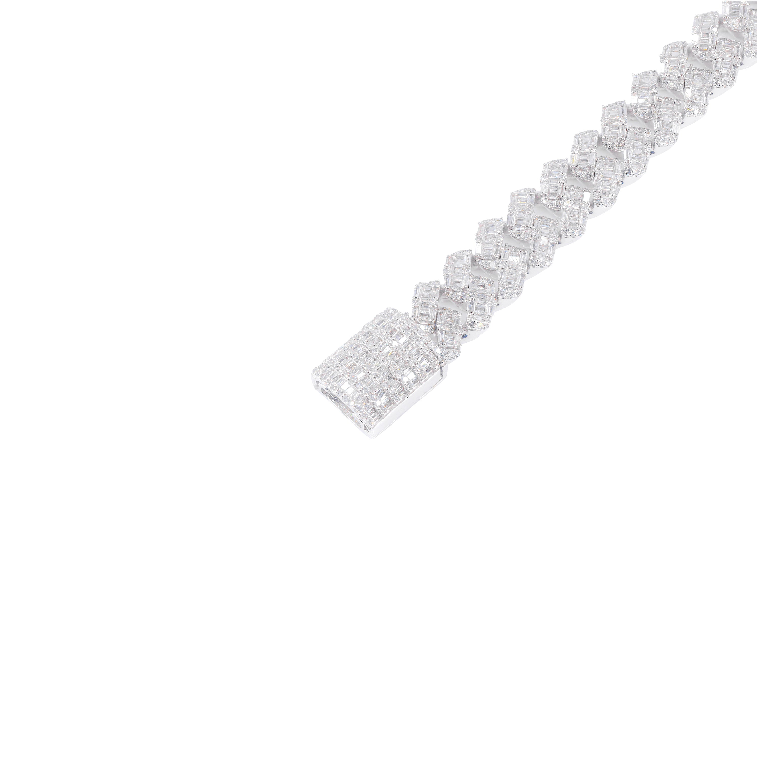 10.5mm Baguette Diamond Cuban Link Bracelet