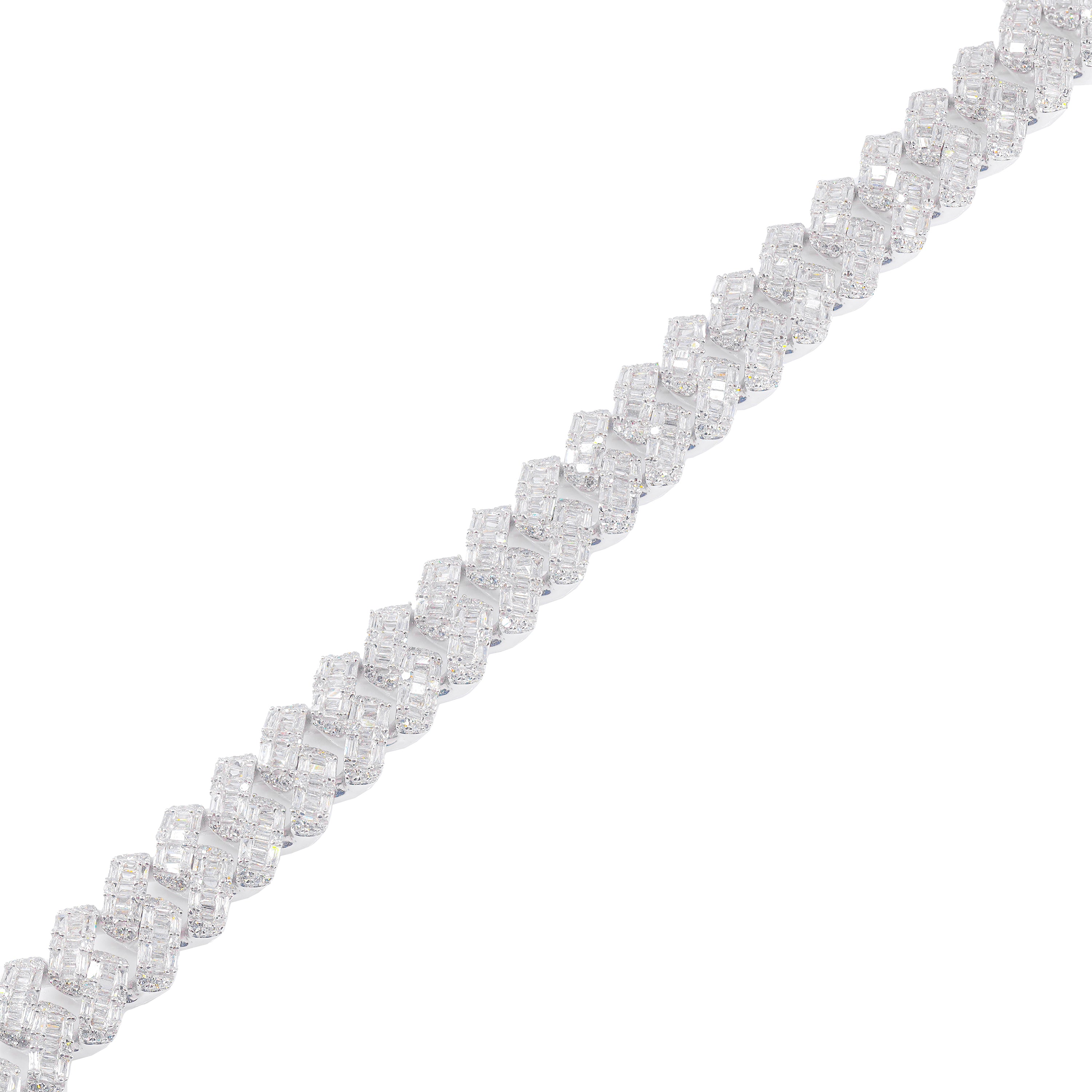 10.5mm Baguette Diamond Cuban Link Bracelet