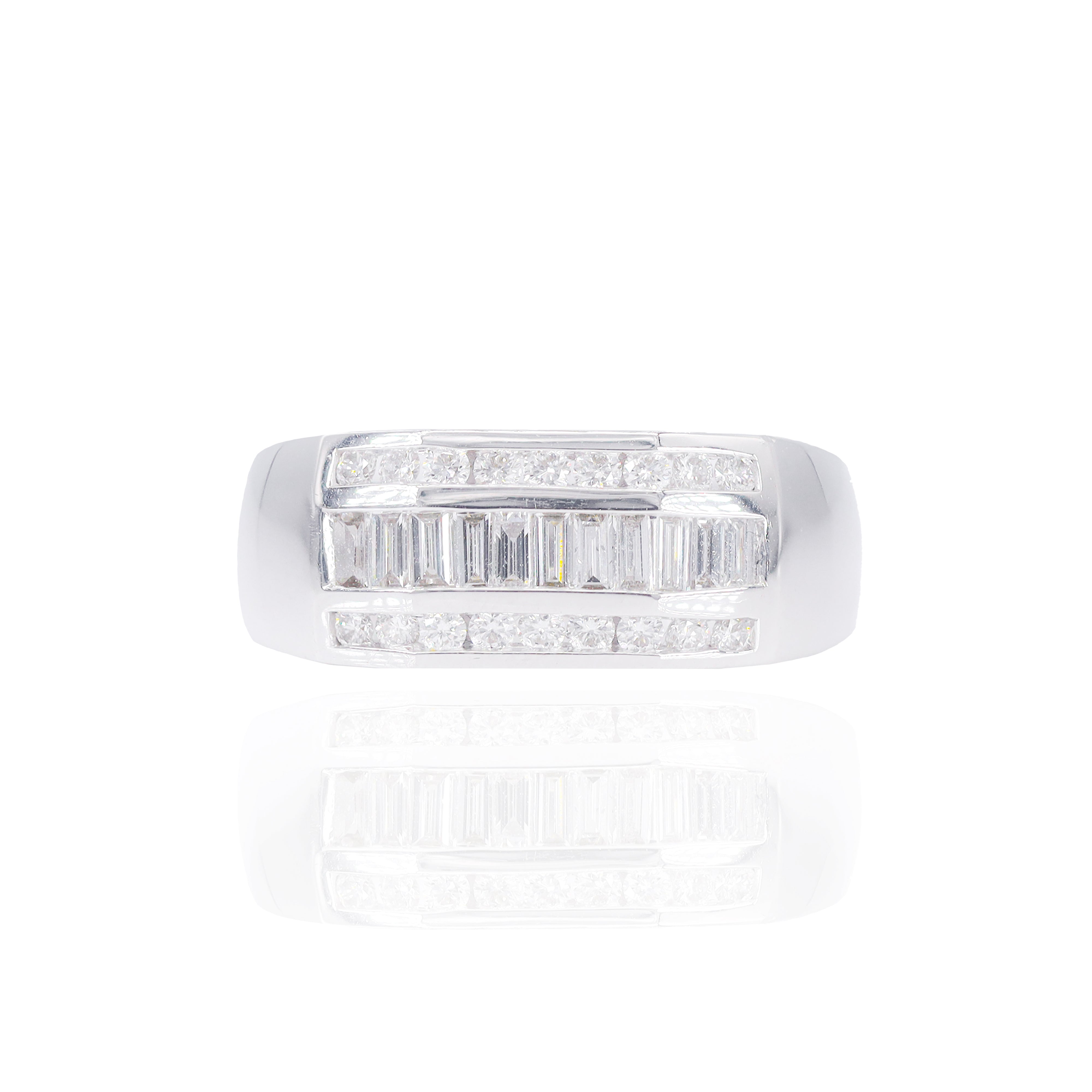 Baguette with Round Diamond Men's Ring