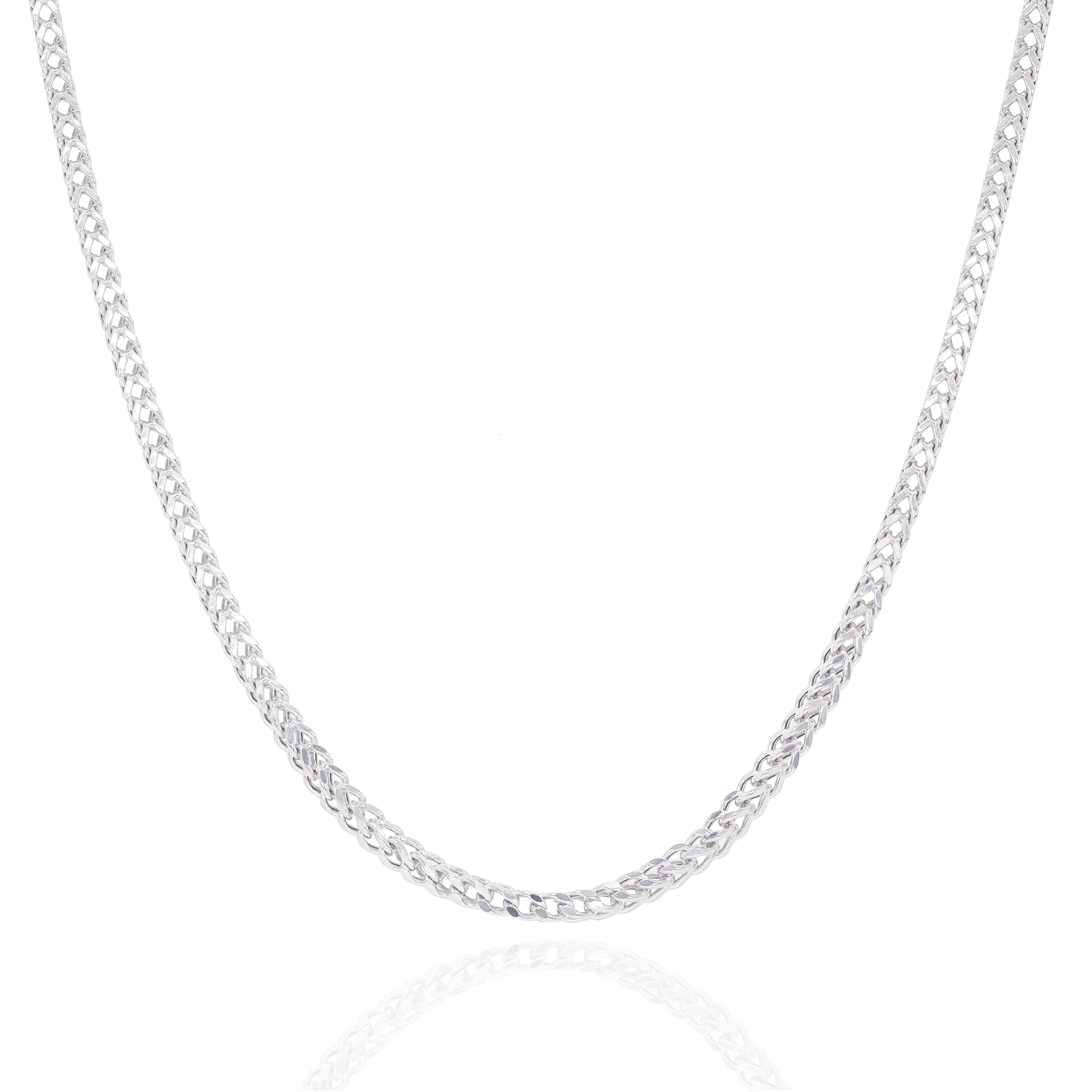 10KT Solid Square Franco White Gold Chain