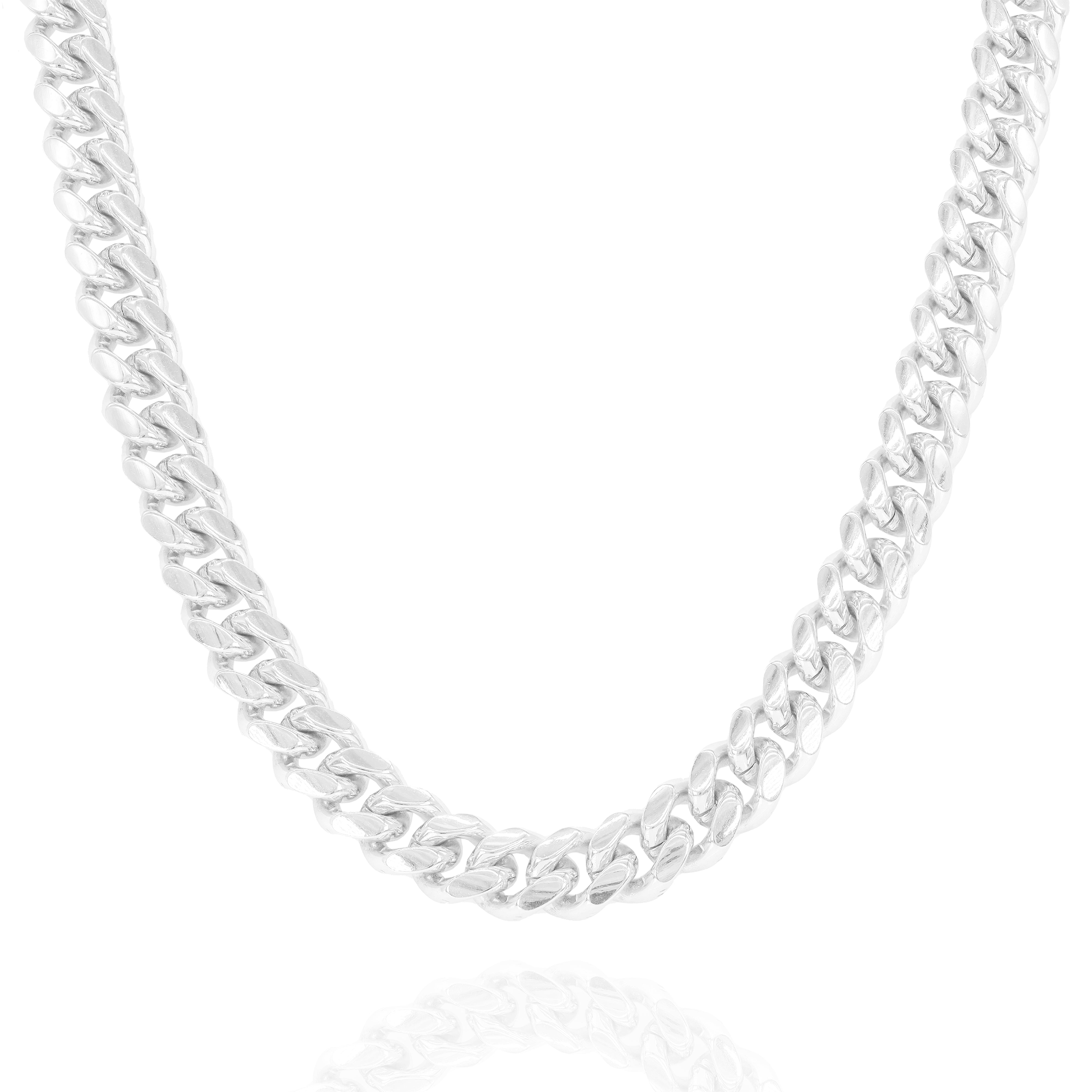 14KT Solid Miami Cuban Link White Gold Chain