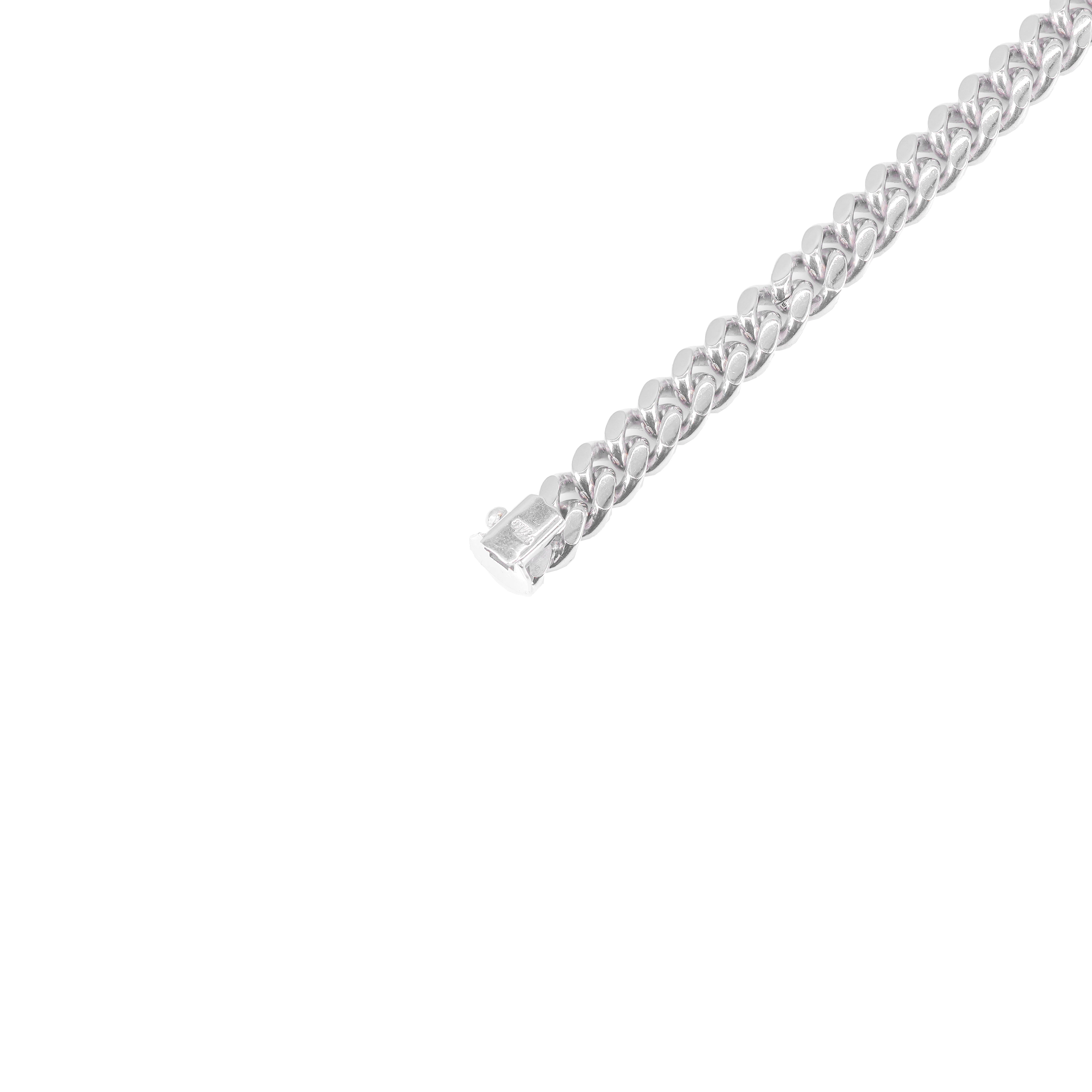 14KT Solid Miami Cuban Link White Gold Chain