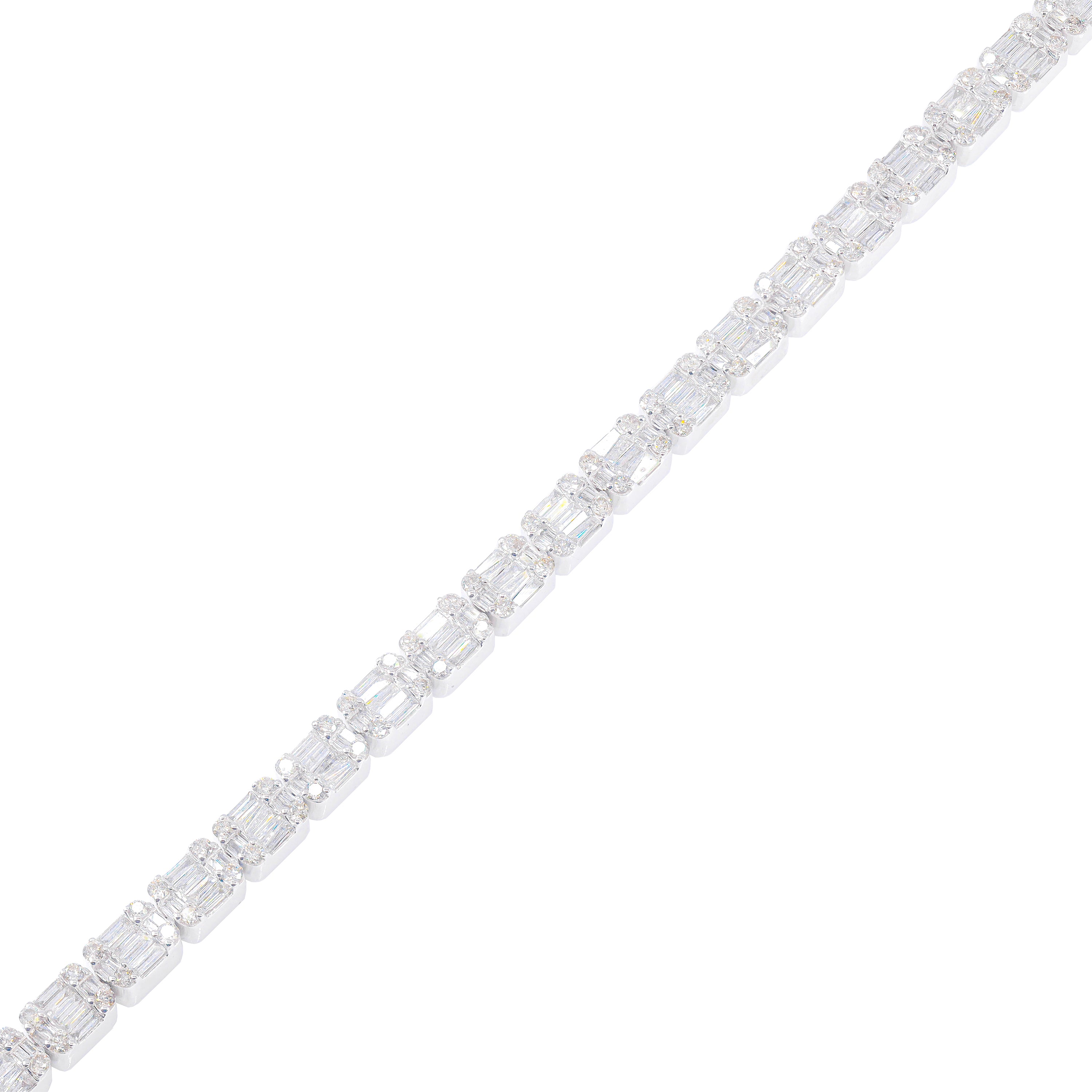 Square Link Baguette Diamond Bracelet