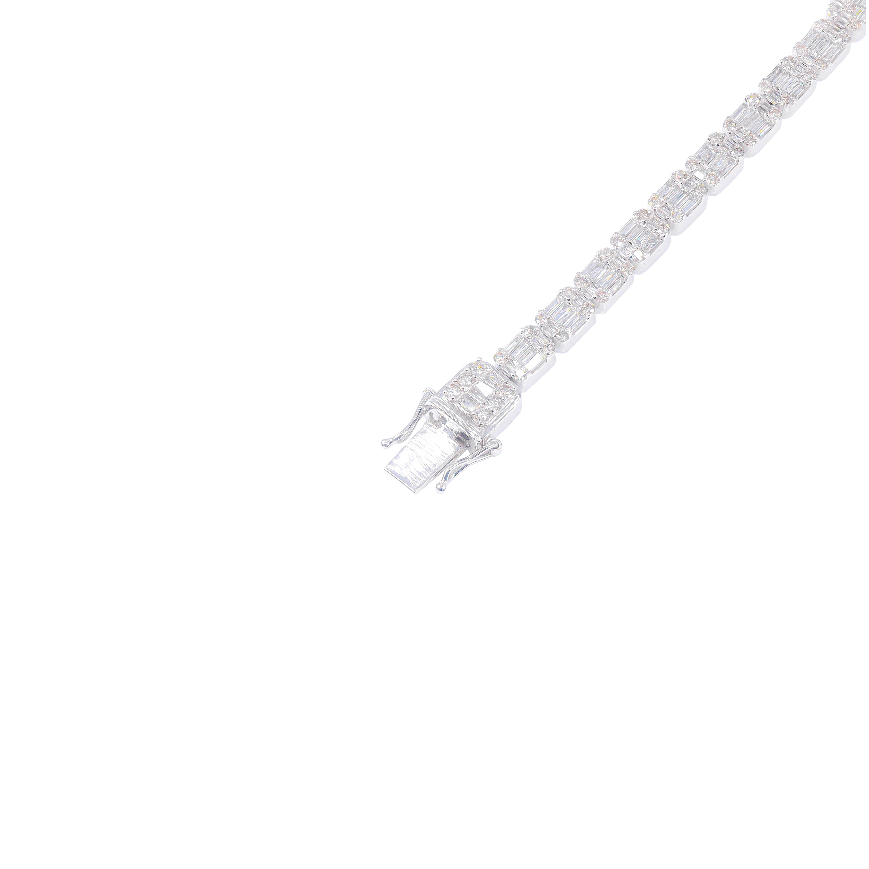 Square Link Baguette Diamond Bracelet