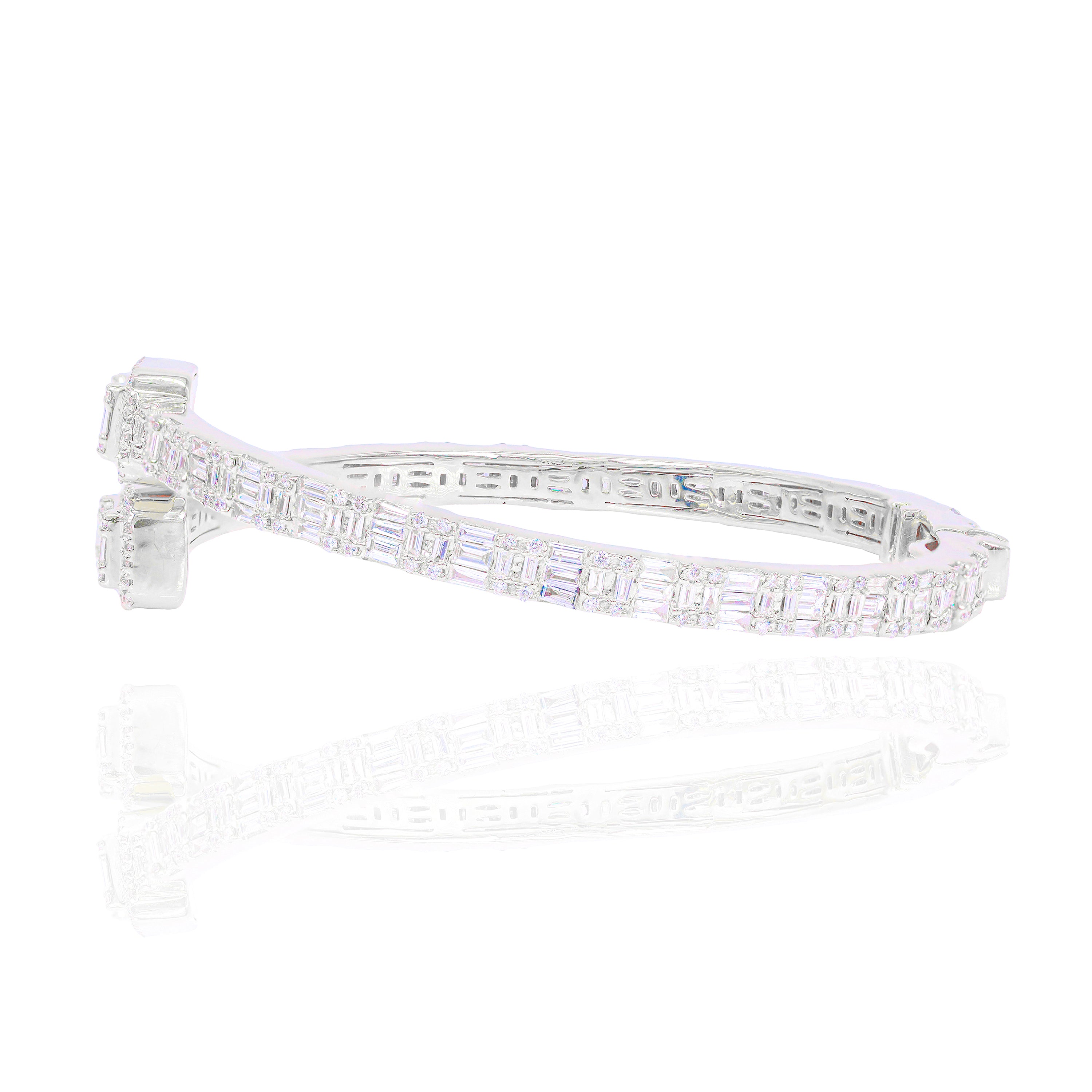 Baguette & Round Diamond Bangle Bracelet