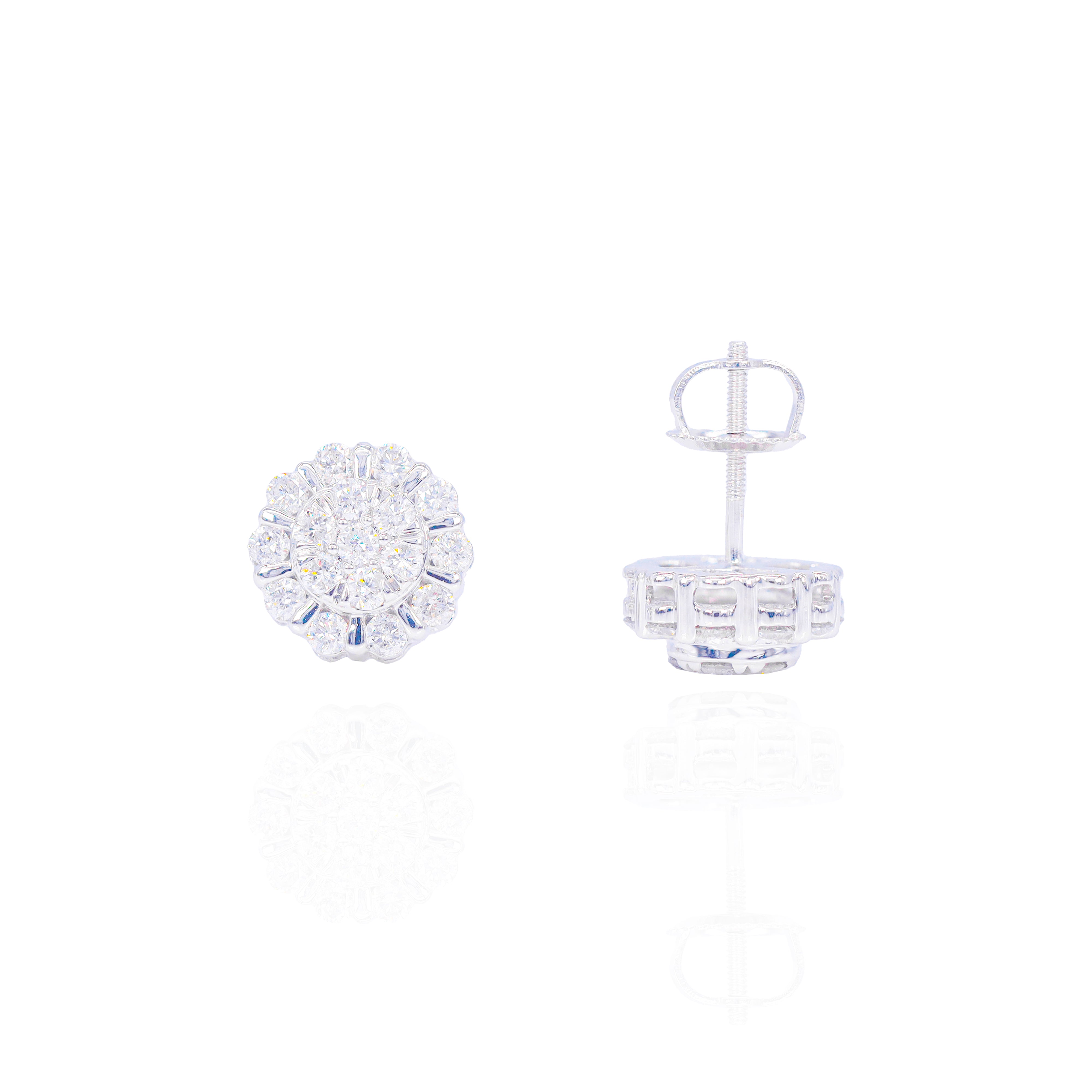 Cluster Diamond Earrings w/ Solid Borders