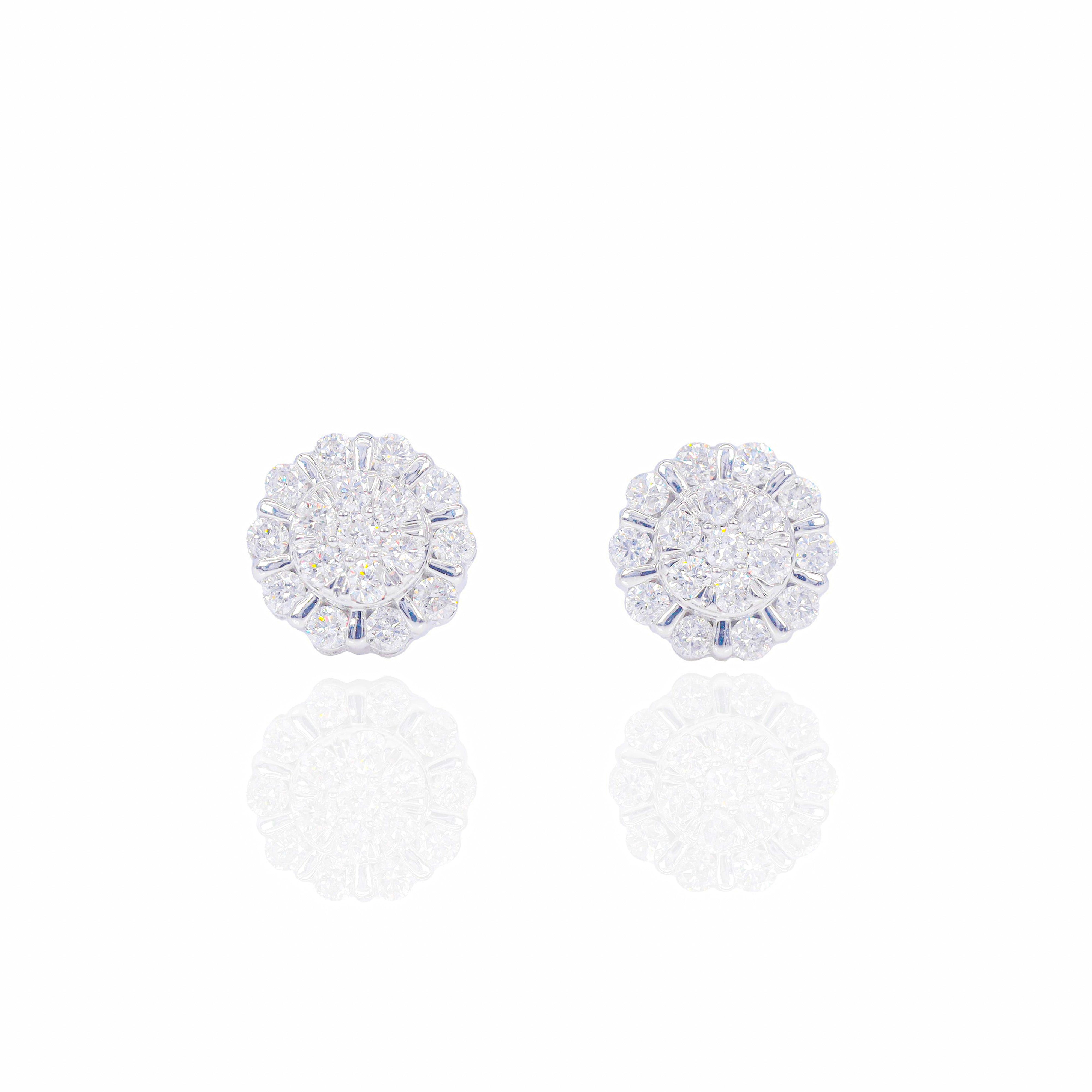 Cluster Diamond Earrings w/ Solid Borders