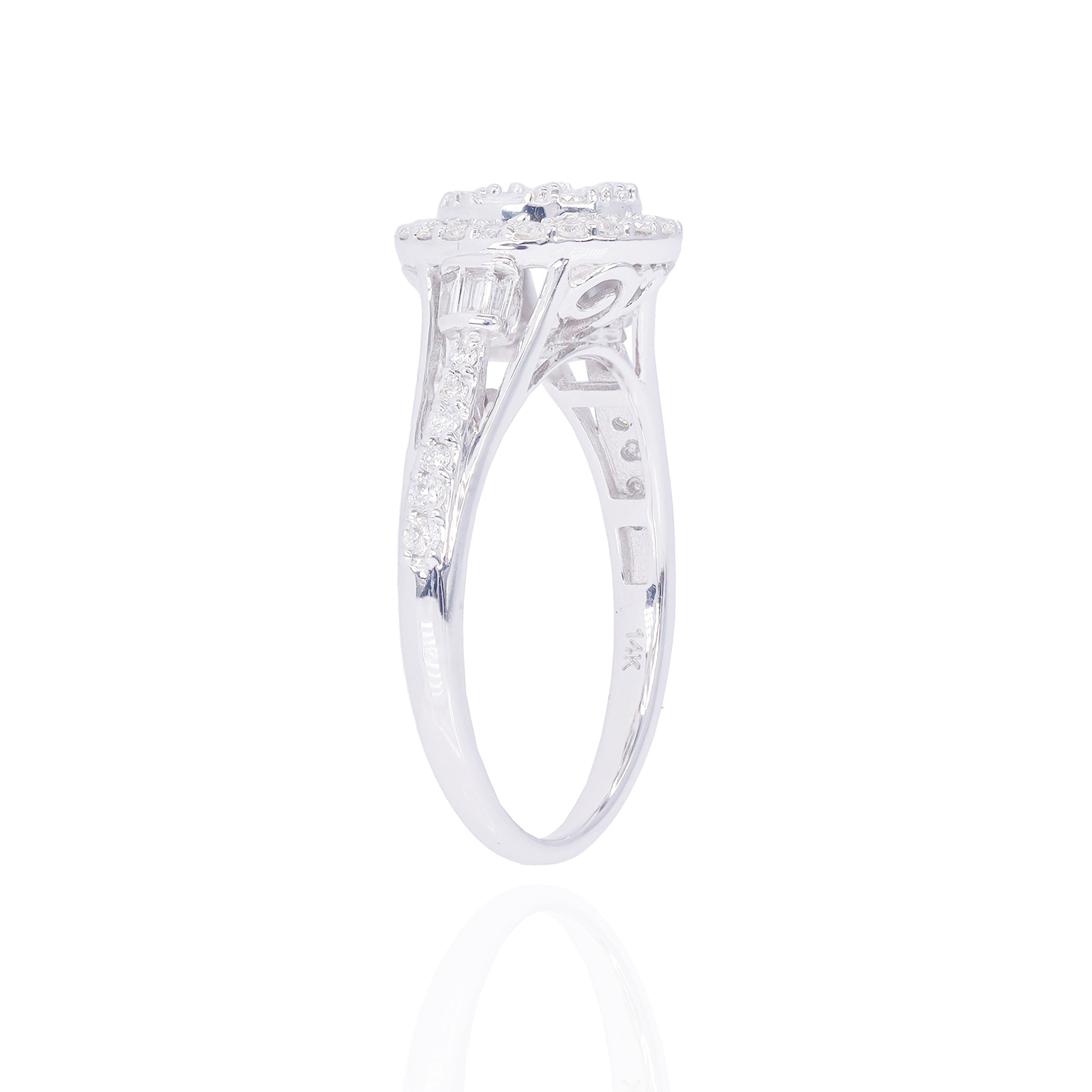 Baguette Inside Round Diamond Engagement Ring