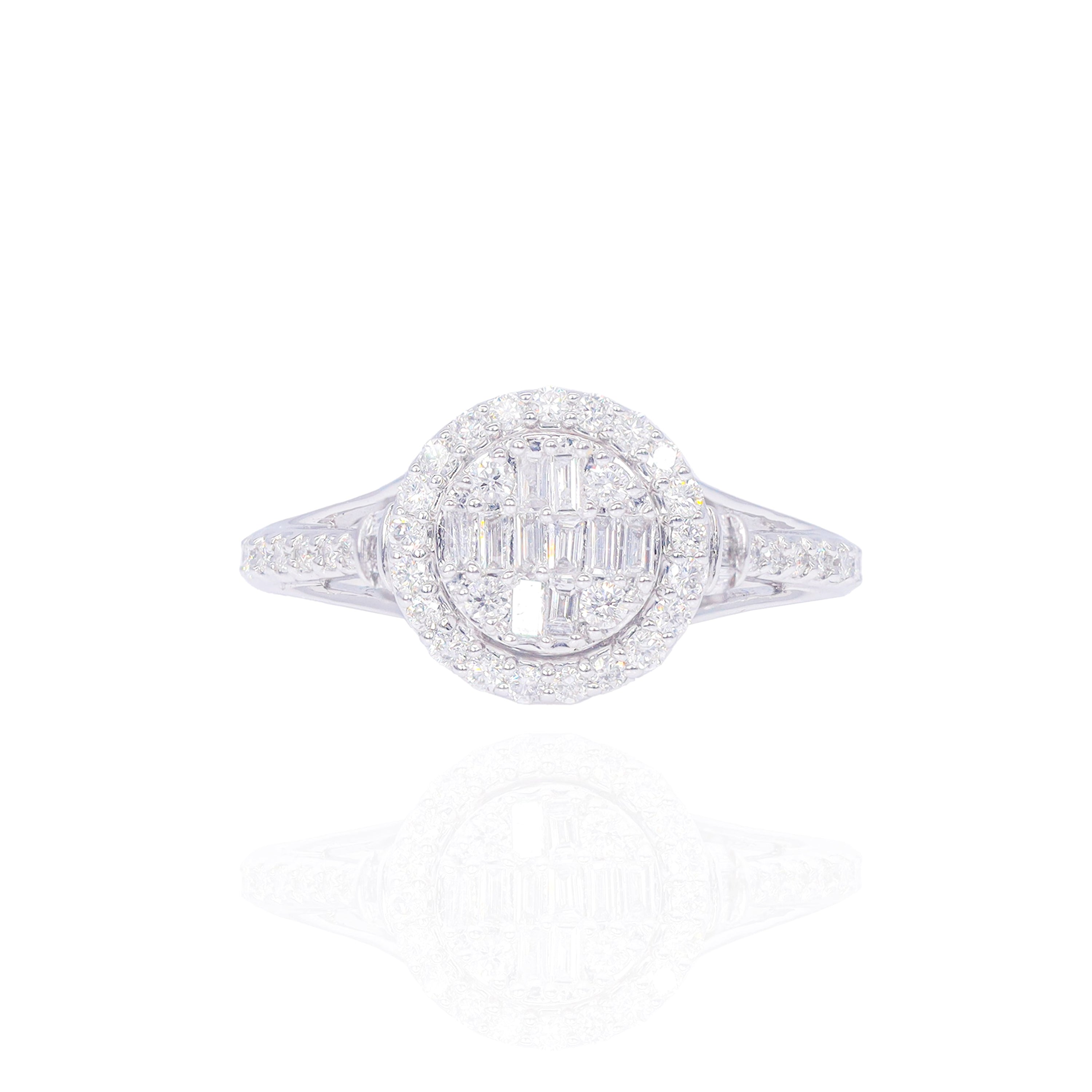 Baguette Inside Round Diamond Engagement Ring