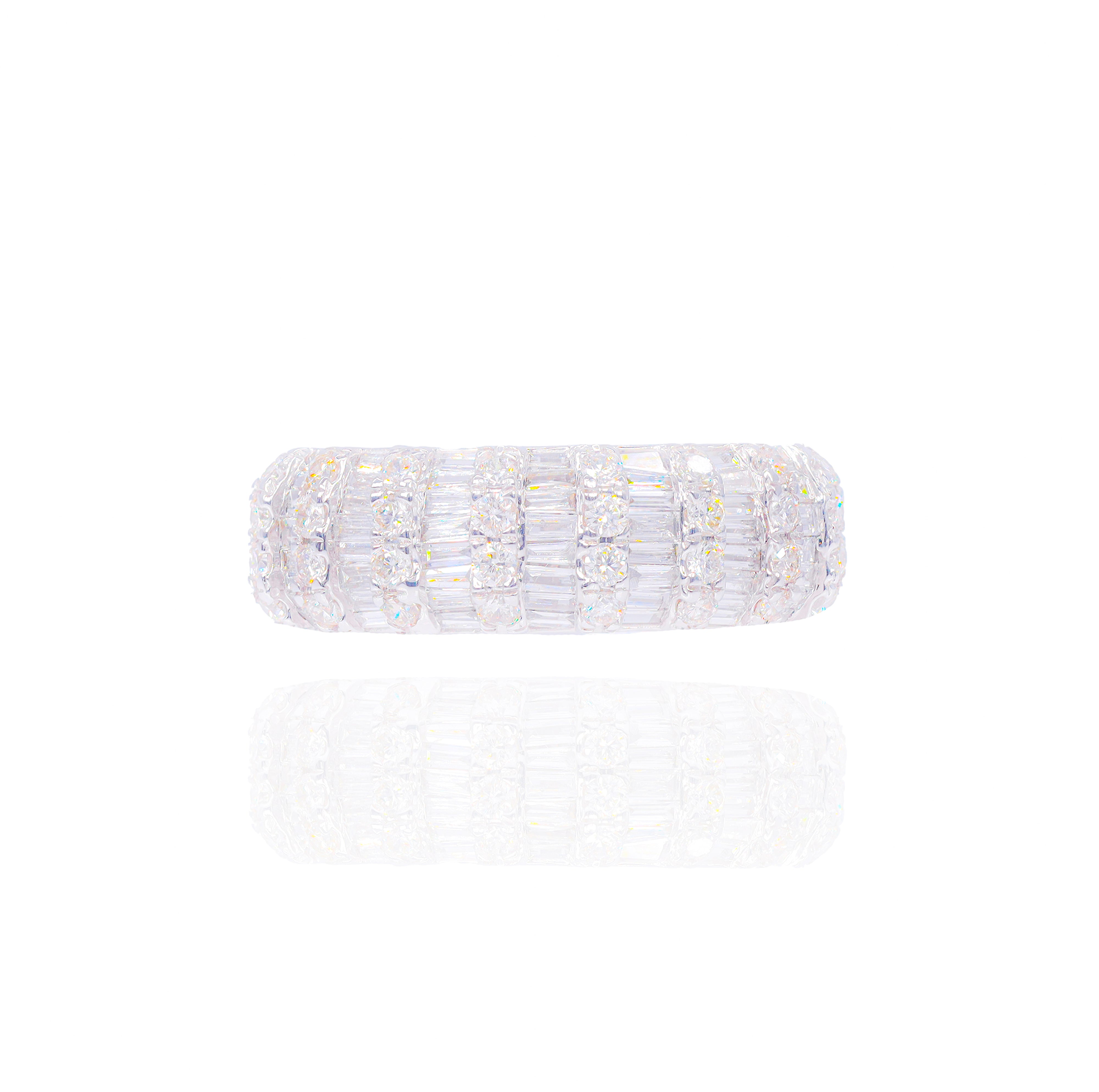 Round Diamond Engagement Ring w/ Baguettes Chanel Set and Halo (Trio-Set)