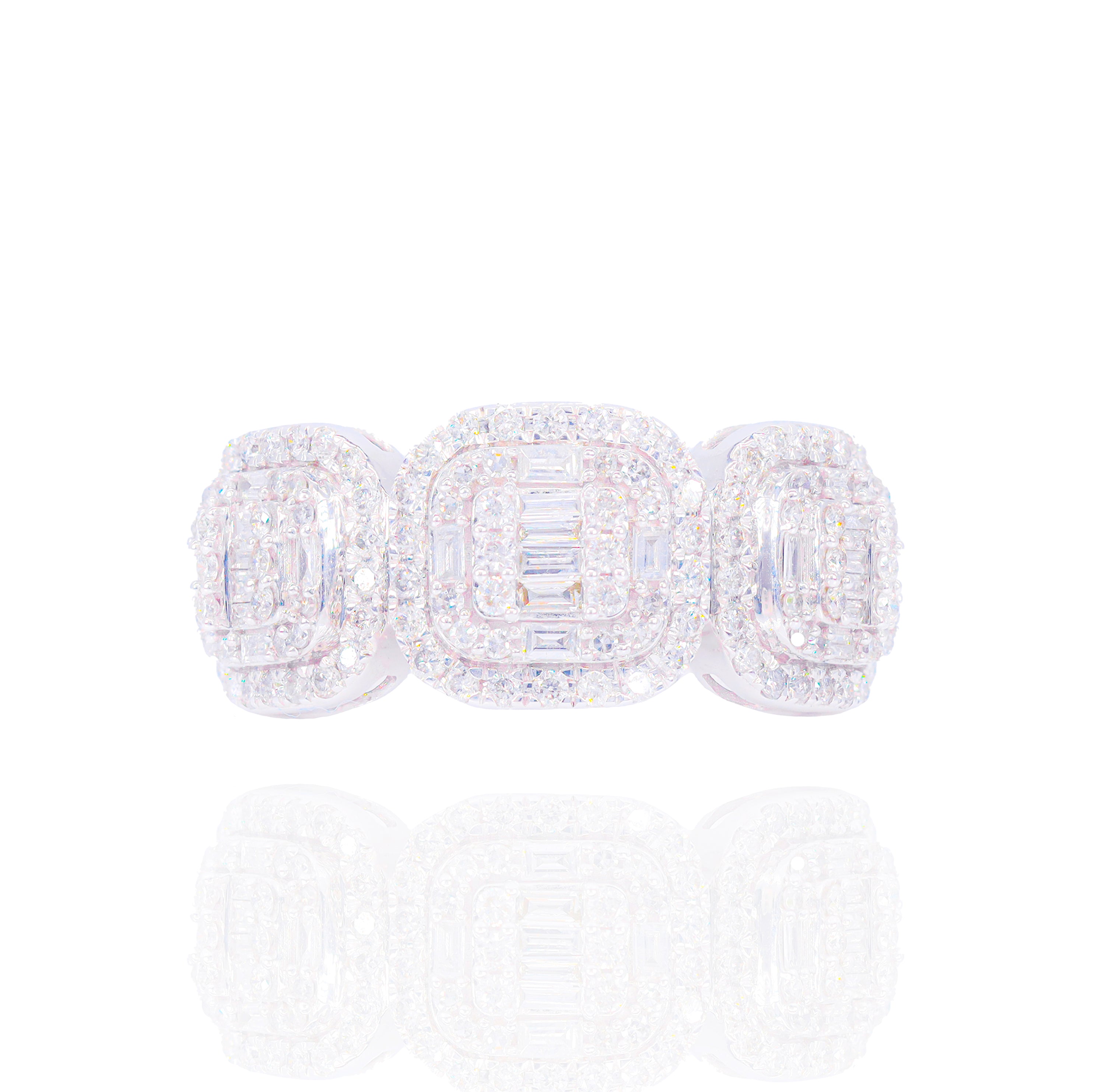 Three Sectional Baguette Diamond Ring