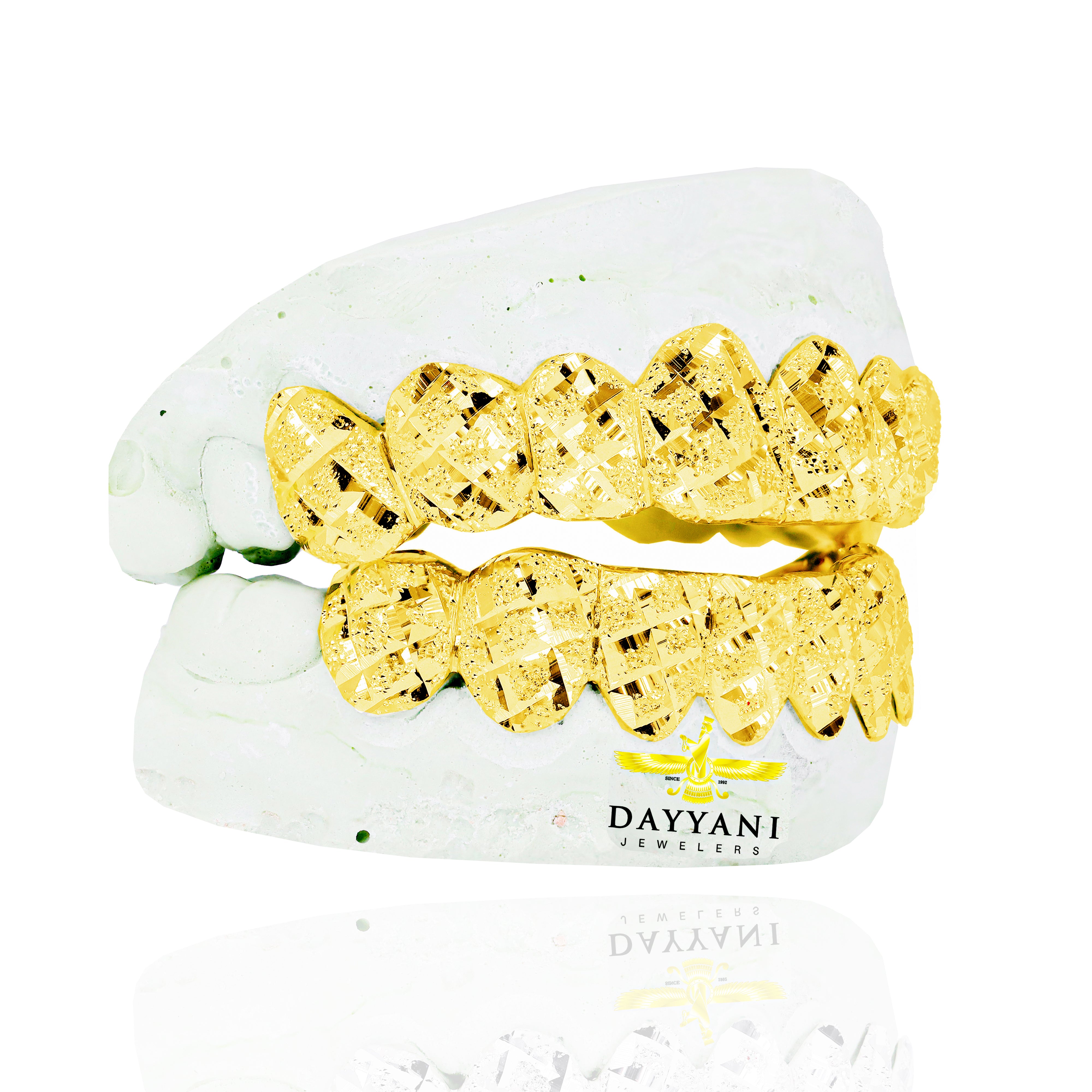 Custom Diamond Cut Diamond Dust Gold Grillz