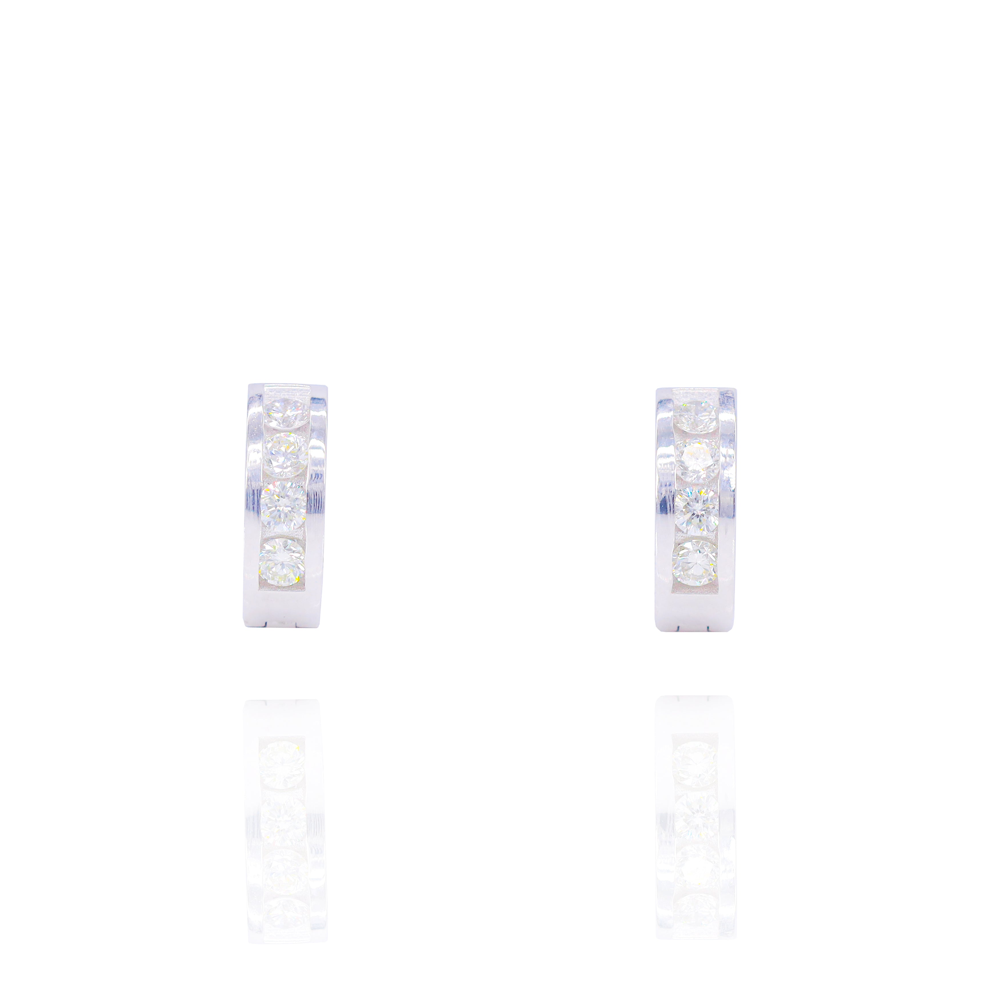 Channel Set Round Diamond Hoop Earrings