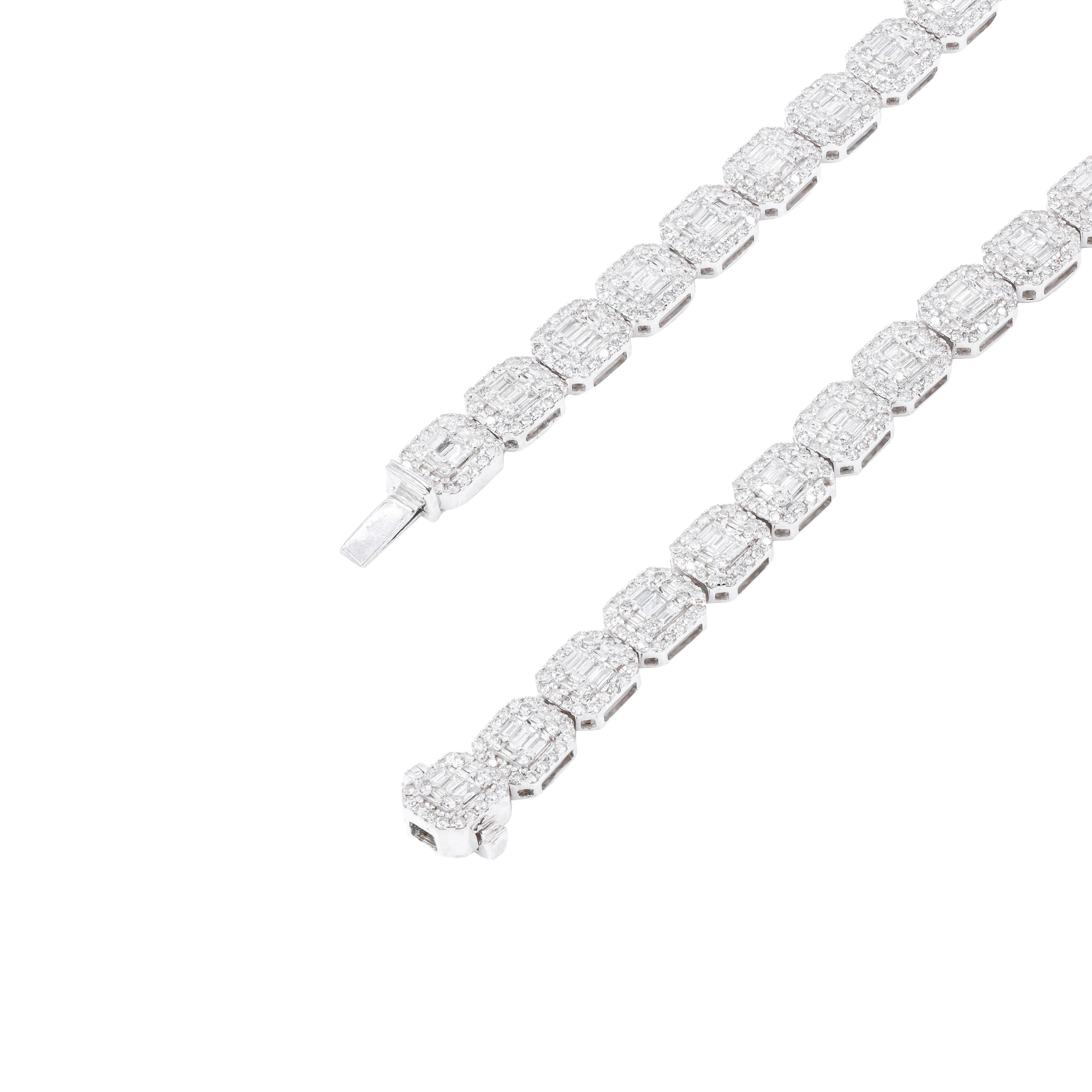 Square Baguette Diamond Tennis Link Chain