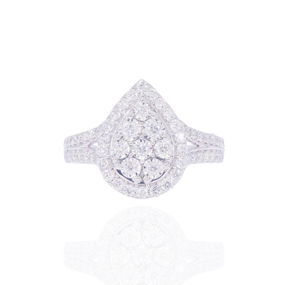 Pear Shaped with Halo and Open Band Diamond Engagement Ring