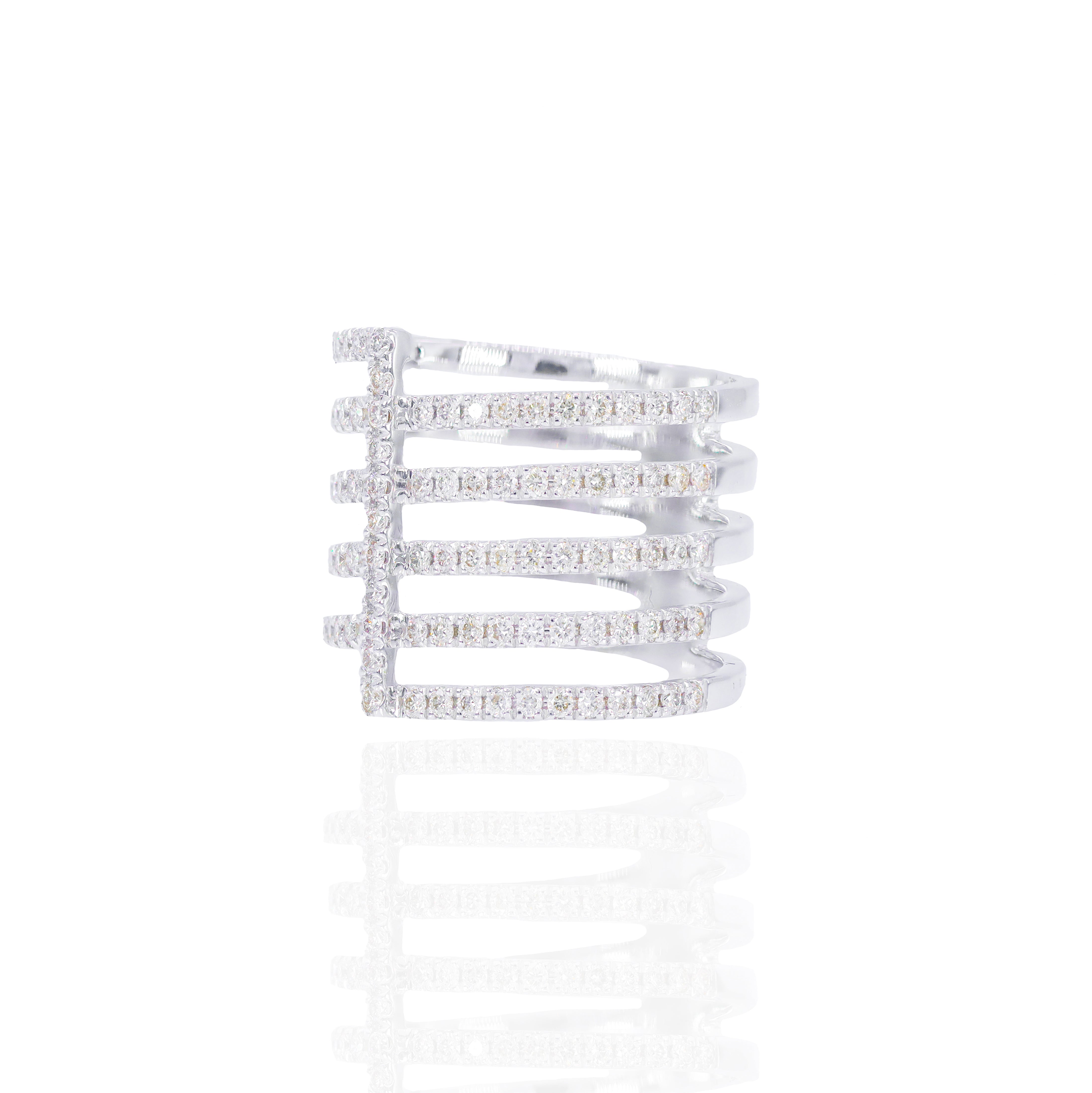 6-Spiral Stacked Diamond Ring