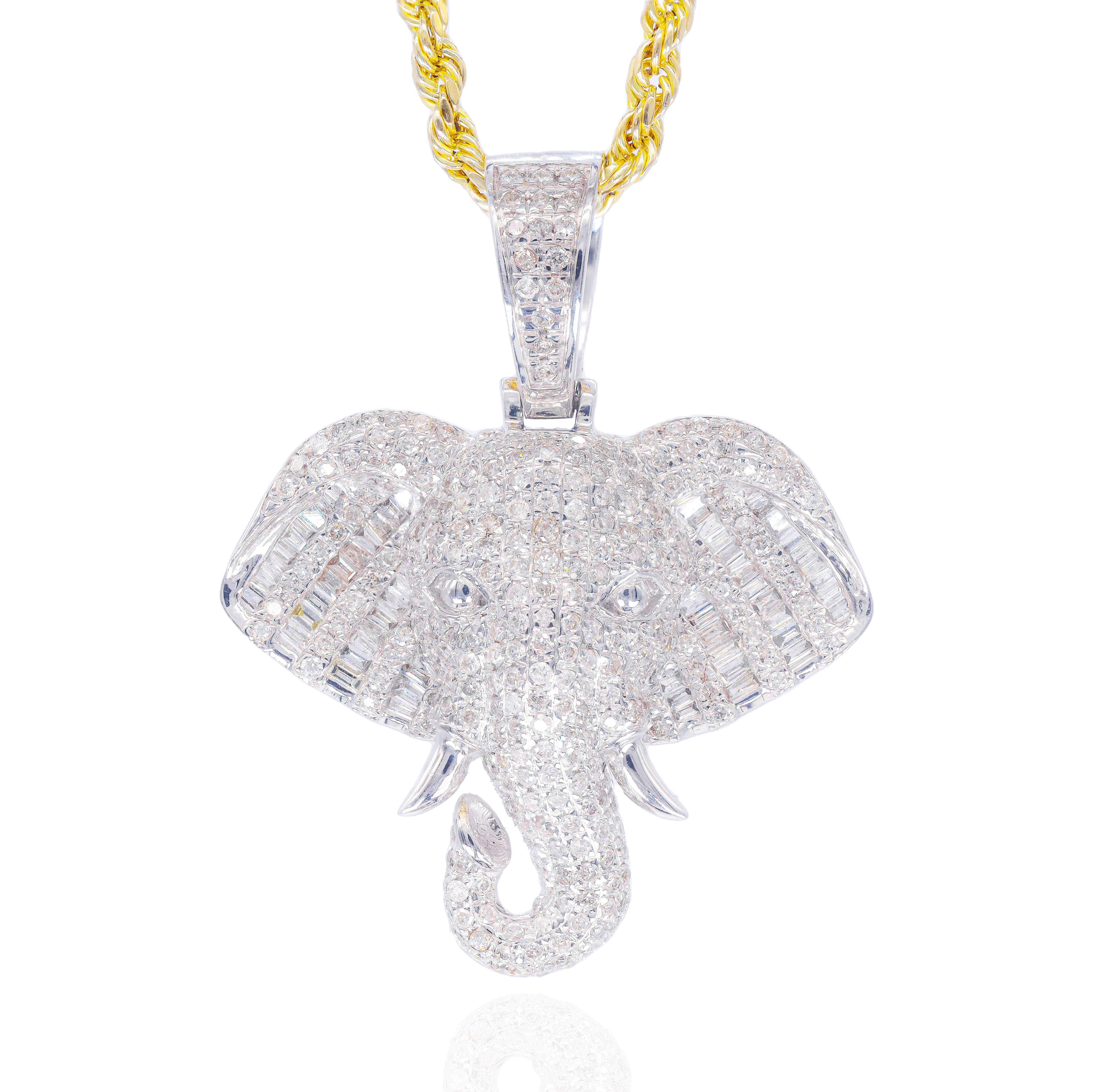 3D Diamond Elephant Pendant