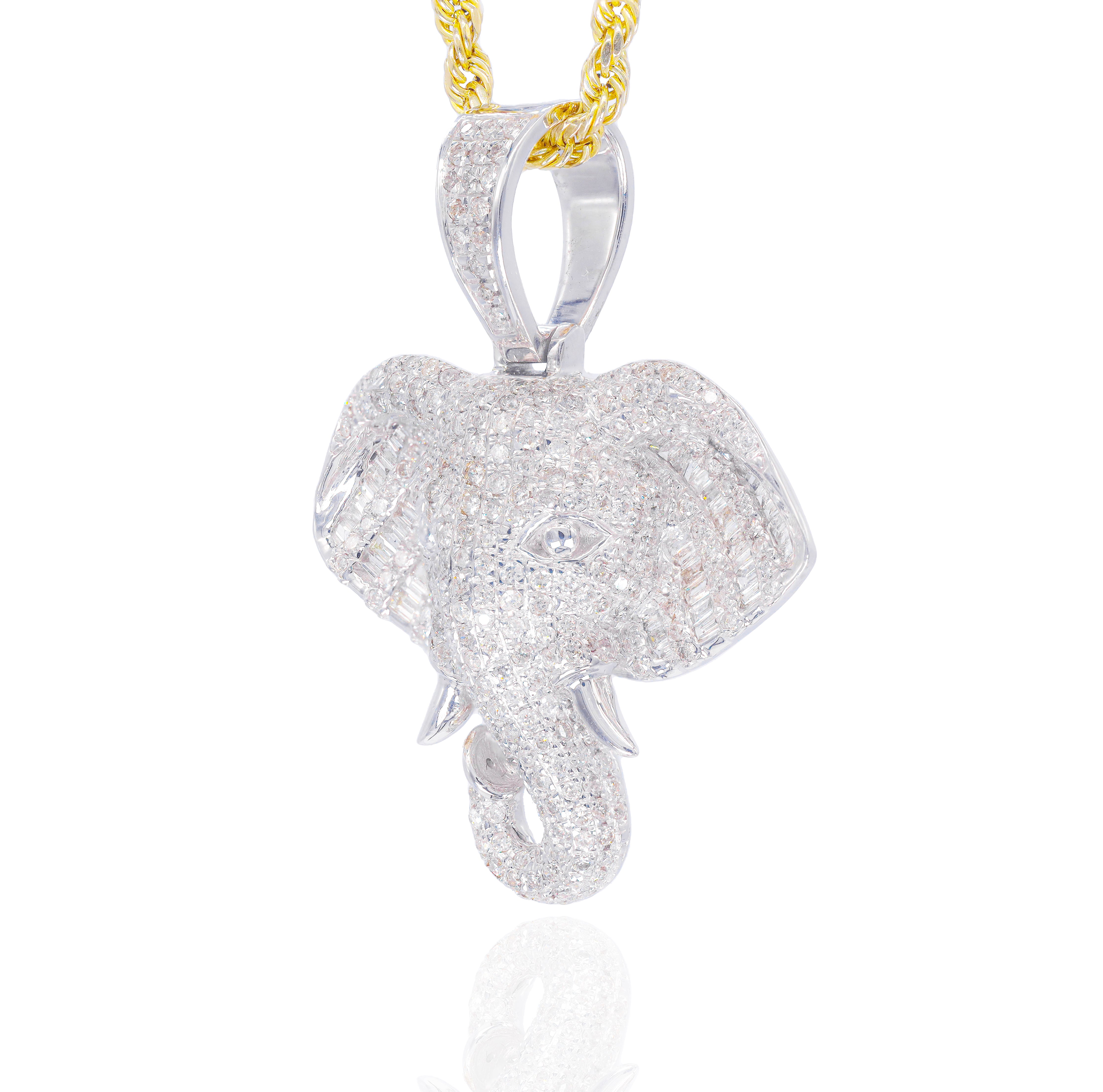 3D Diamond Elephant Pendant