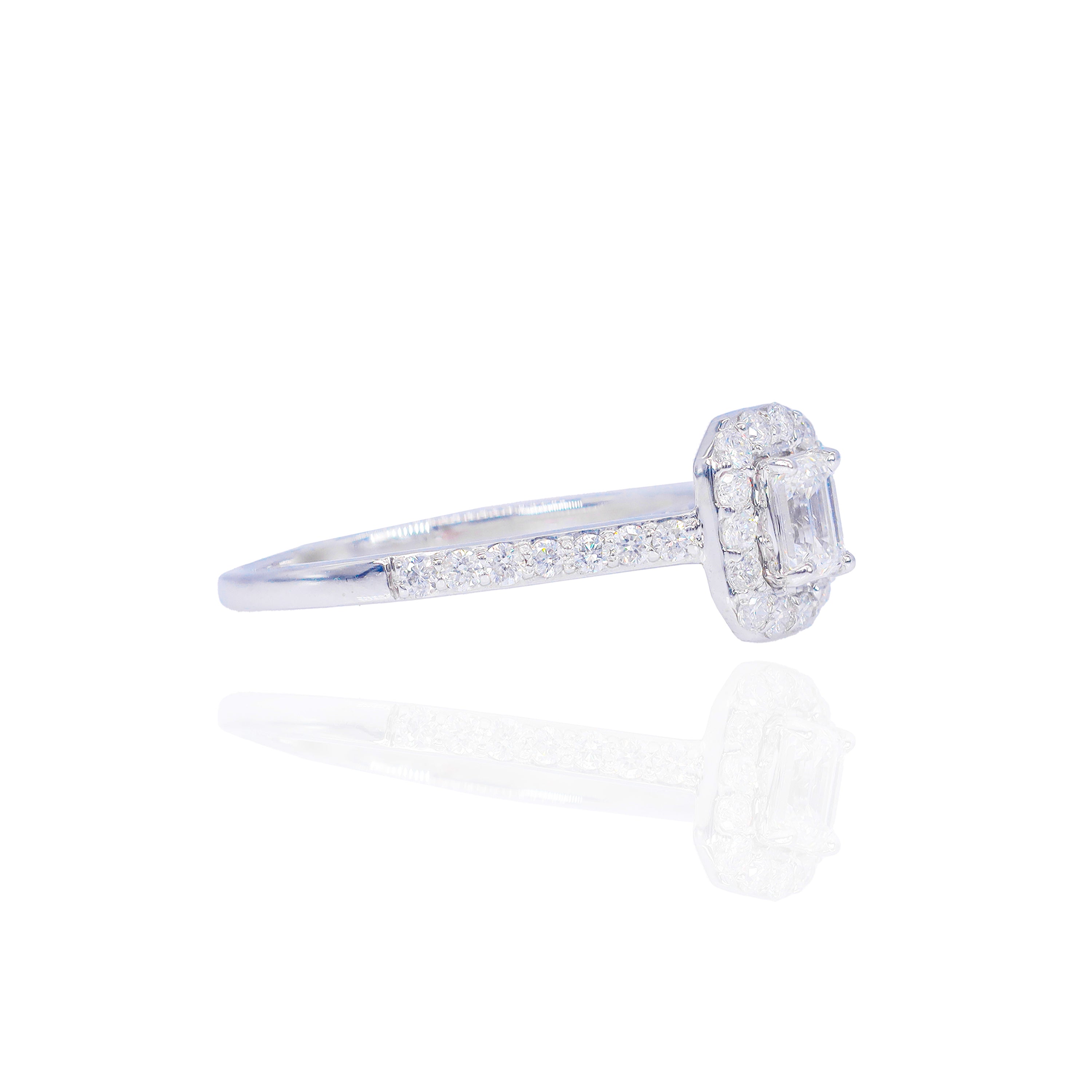 1/3 CT Emerald Cut with Halo Diamond Engagement Ring