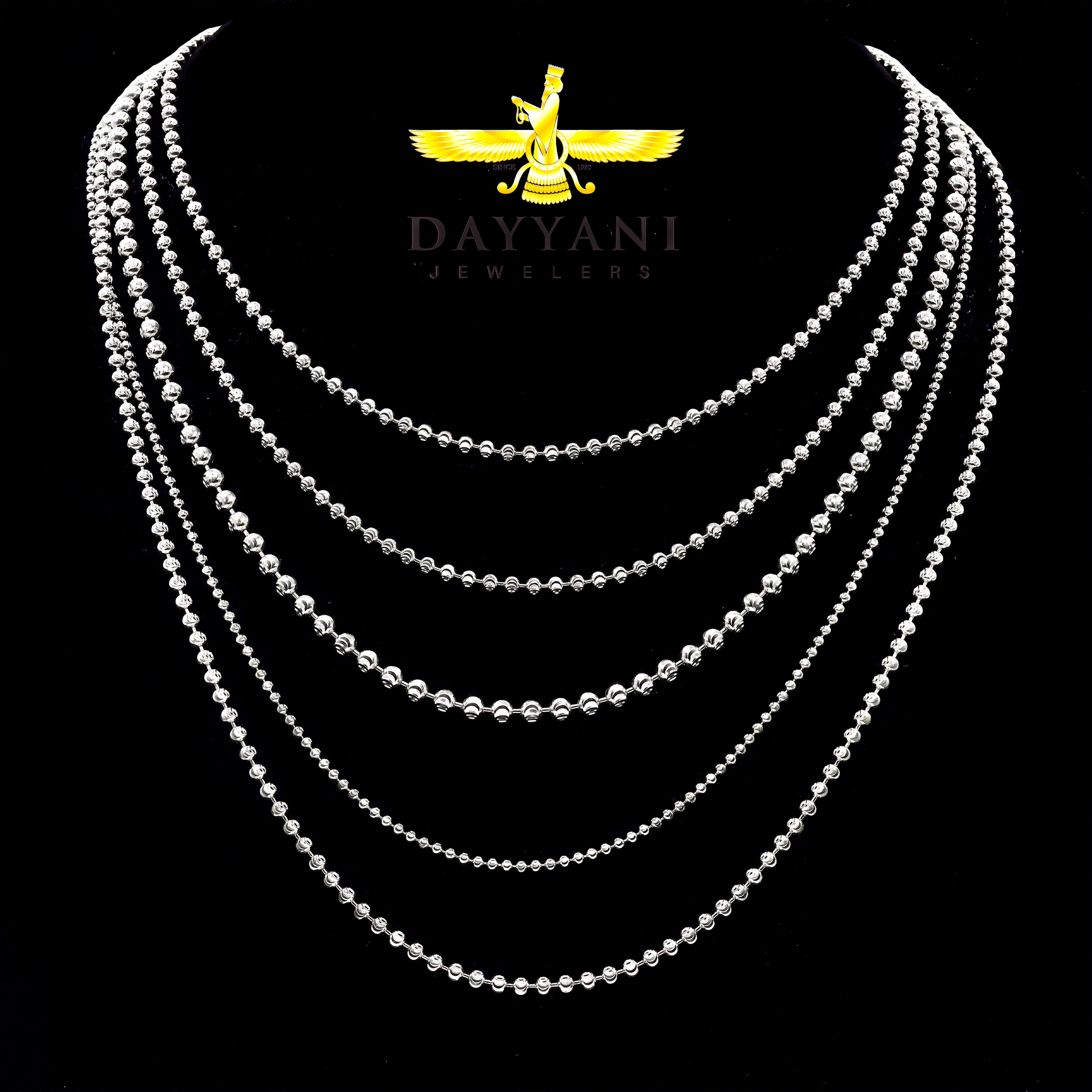 10KT Solid Moon Cut White Gold Chain