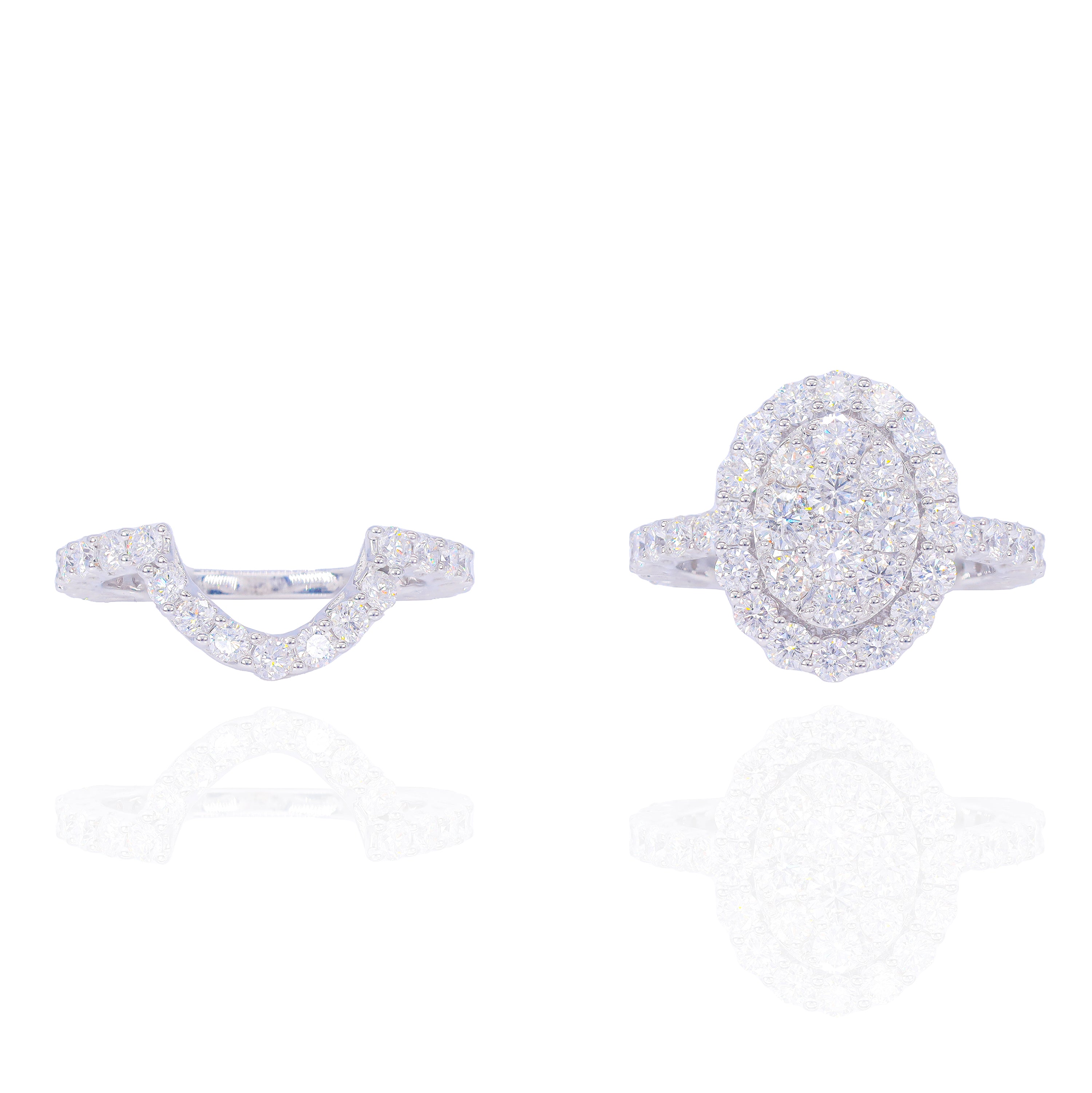 Oval Shaped Diamond Engagement Ring & Band