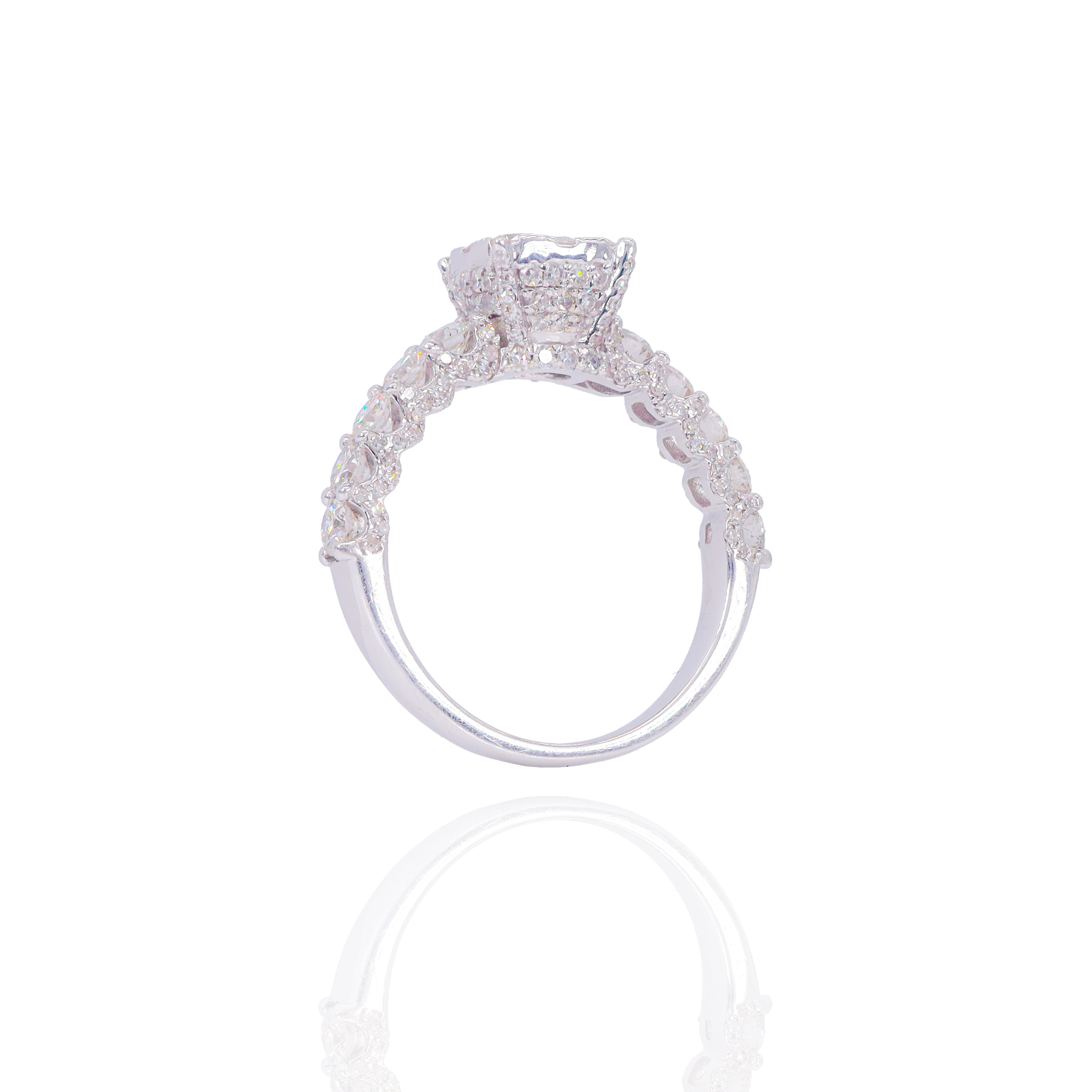 Round Diamond Engagement Ring with Halo & Hidden Halo (Trio-Set)