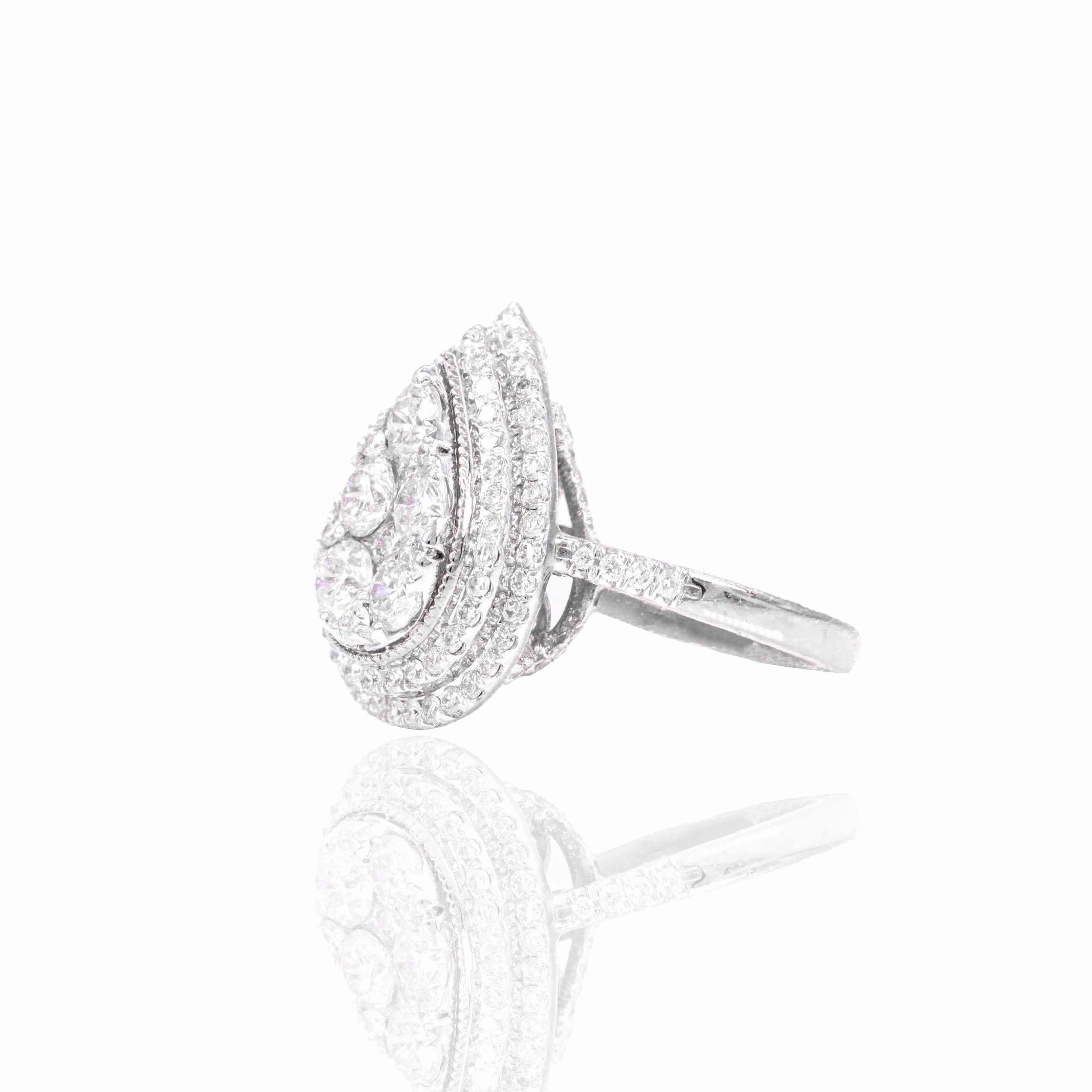 5 Round Center Stone Pear Shape Engagement Ring