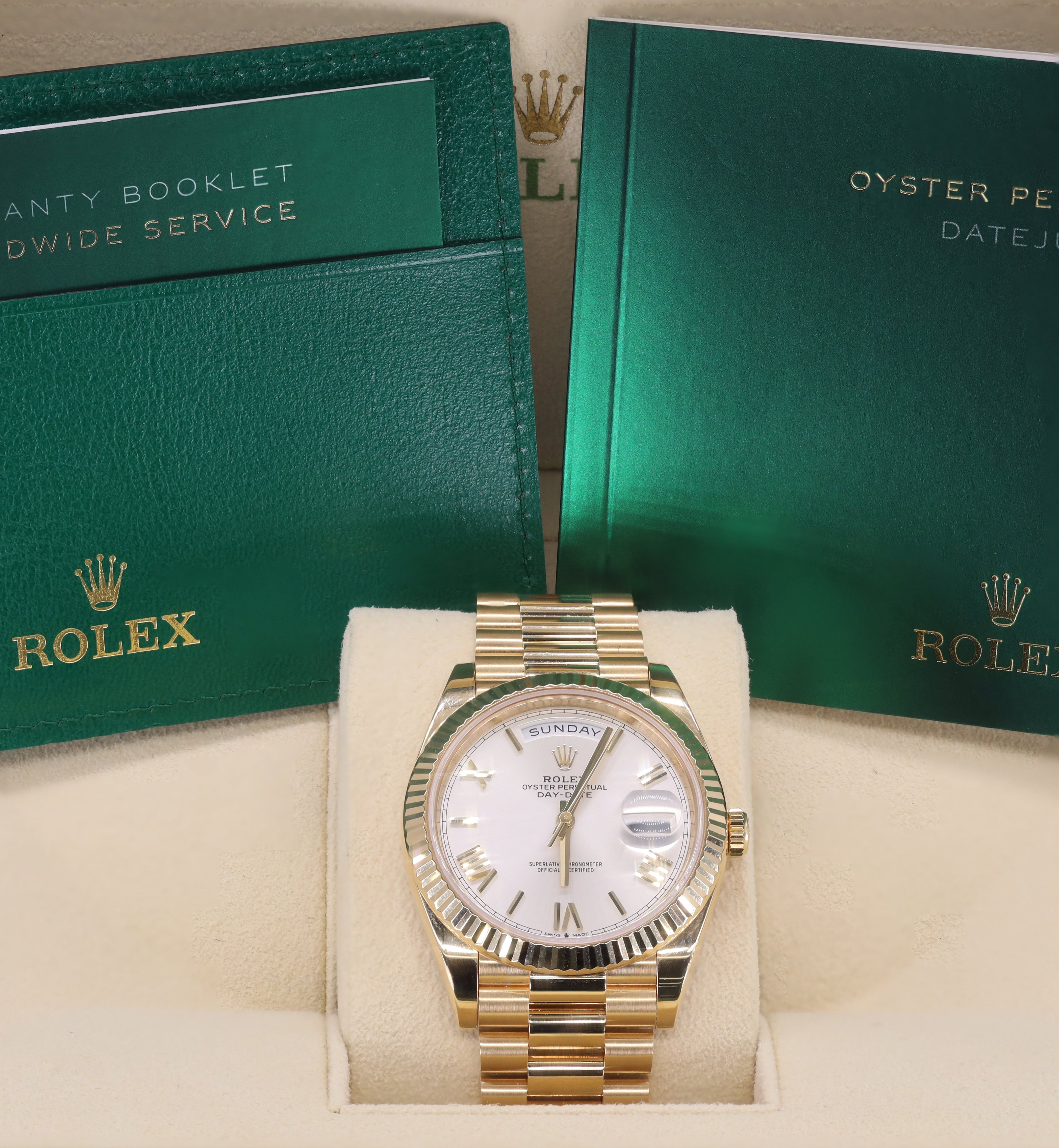 Rolex 228238 Day-Date 40mm Silver Roman Dial