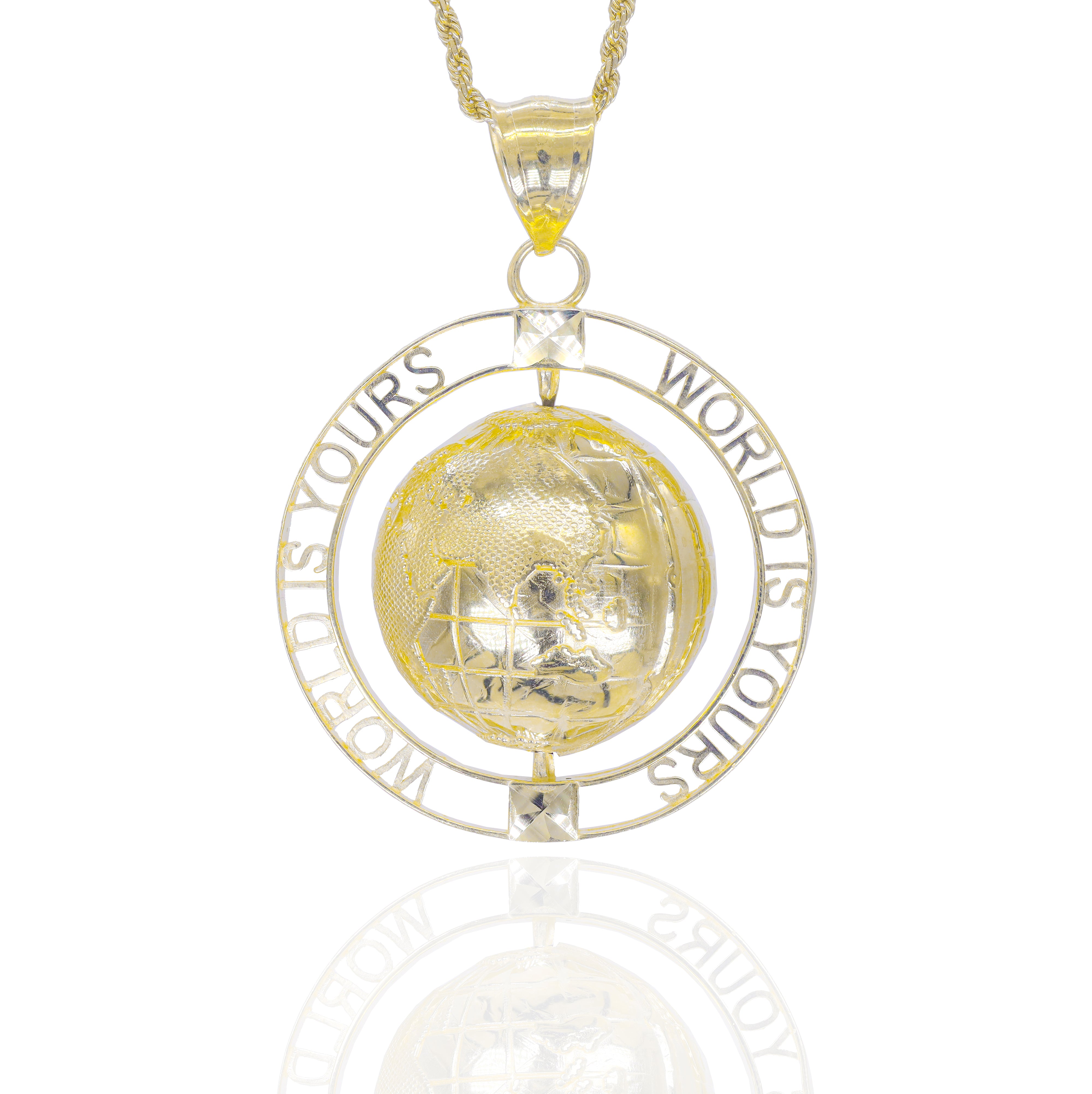 Gold Spinning World is Yours Pendant