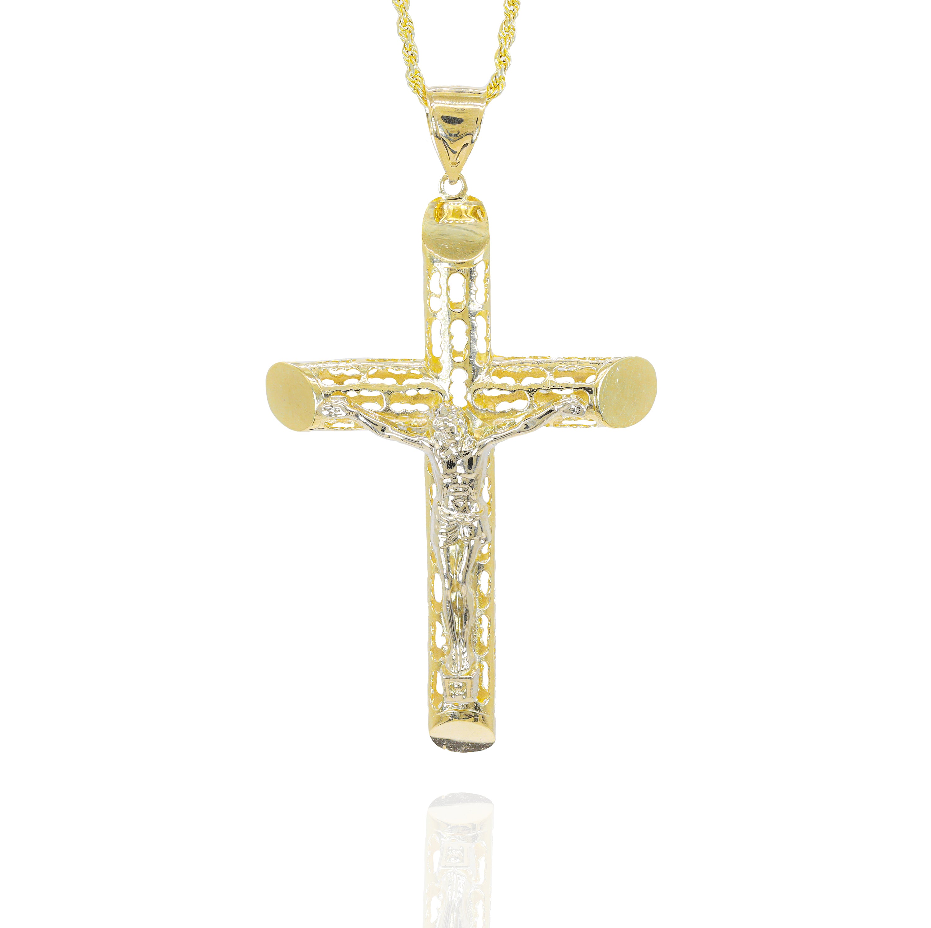 14KT Yellow Gold Extra Large Cross W/ Jesus Pendant