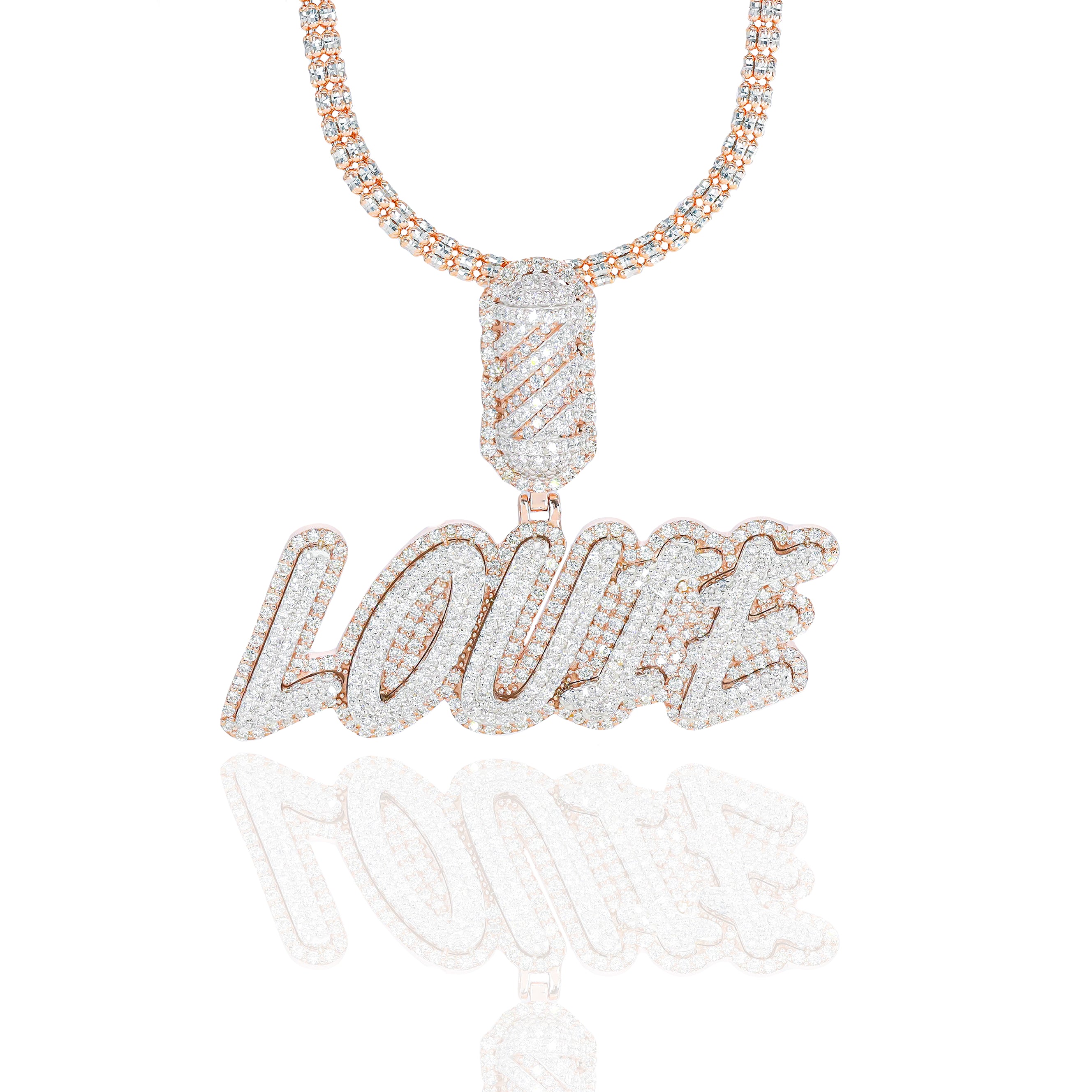 Custom Two-Tone/Layer Diamond Name Pendant