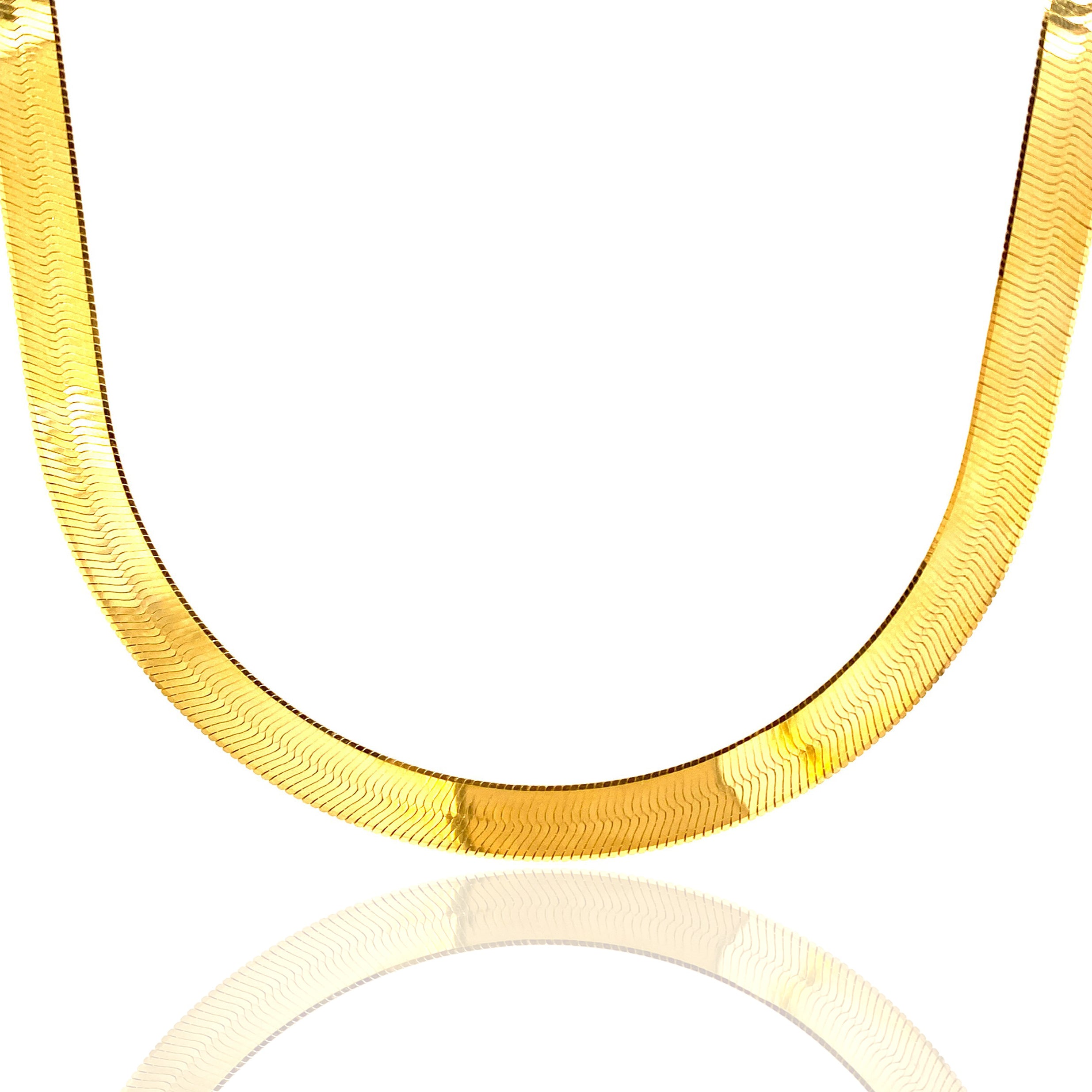 10KT Solid Gold Herringbone Style Gold Chain