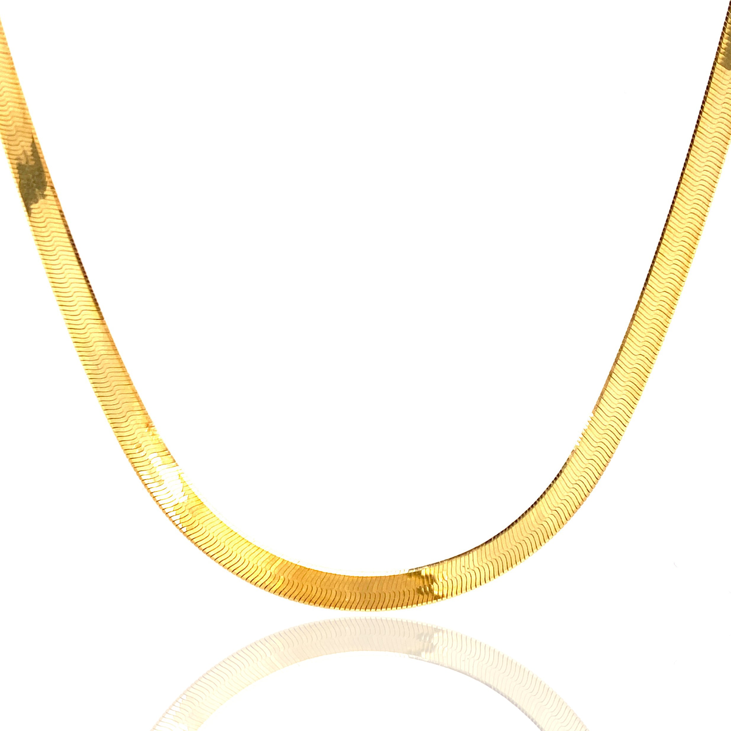 10KT Solid Gold Herringbone Style Gold Chain