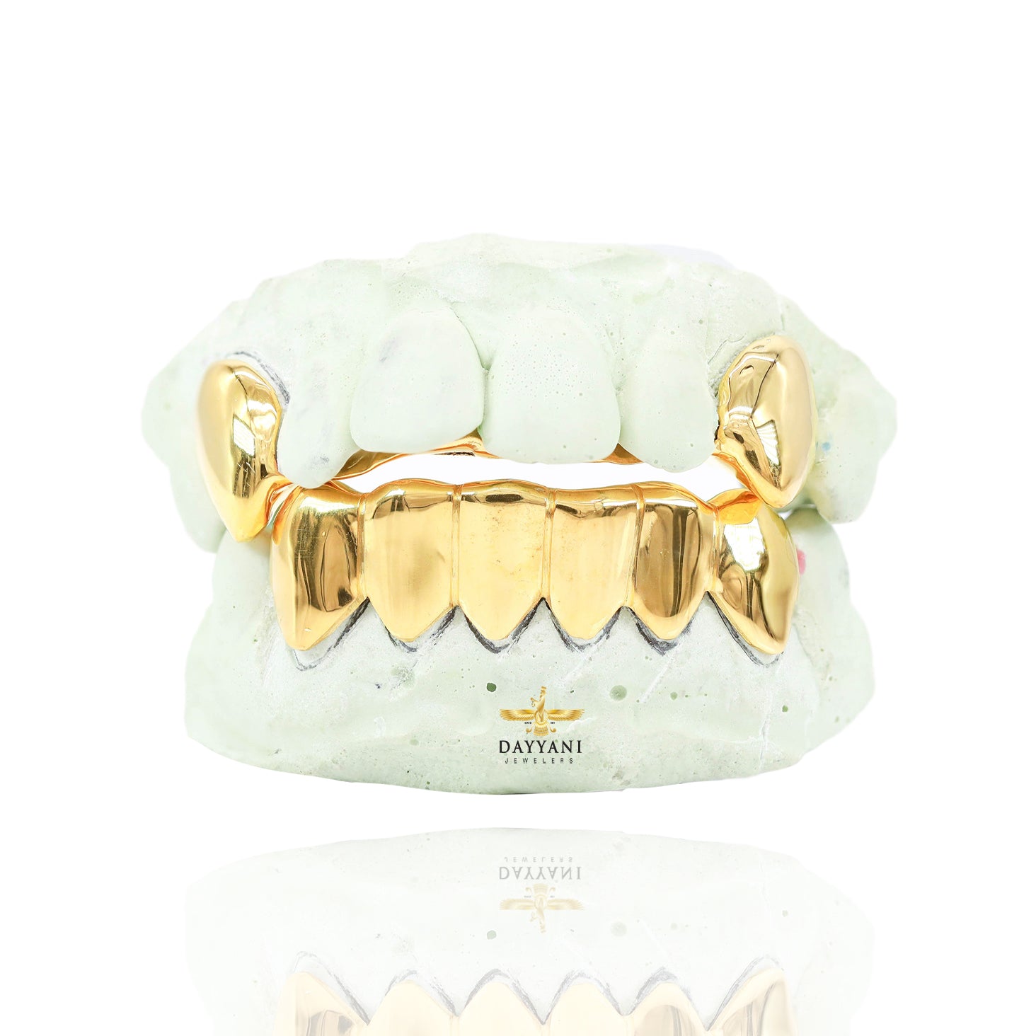 Custom 2 Teeth with Extended Fangs & 6 Bottom Gold Grillz