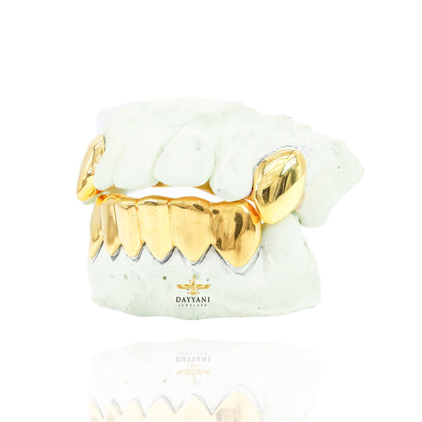 Custom 2 Teeth with Extended Fangs & 6 Bottom Gold Grillz