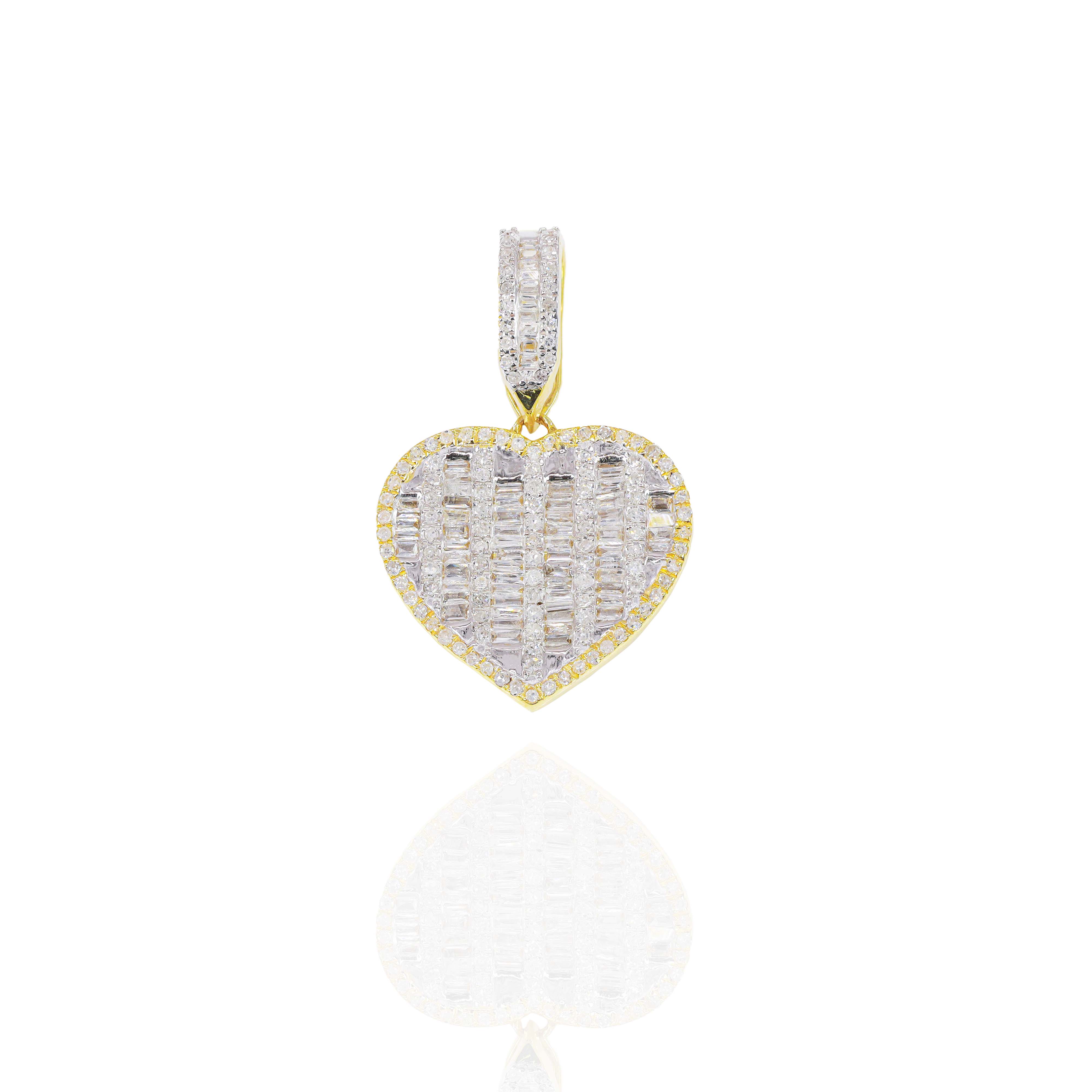 Baguette Heart Diamond Pendant (Mid-Size)