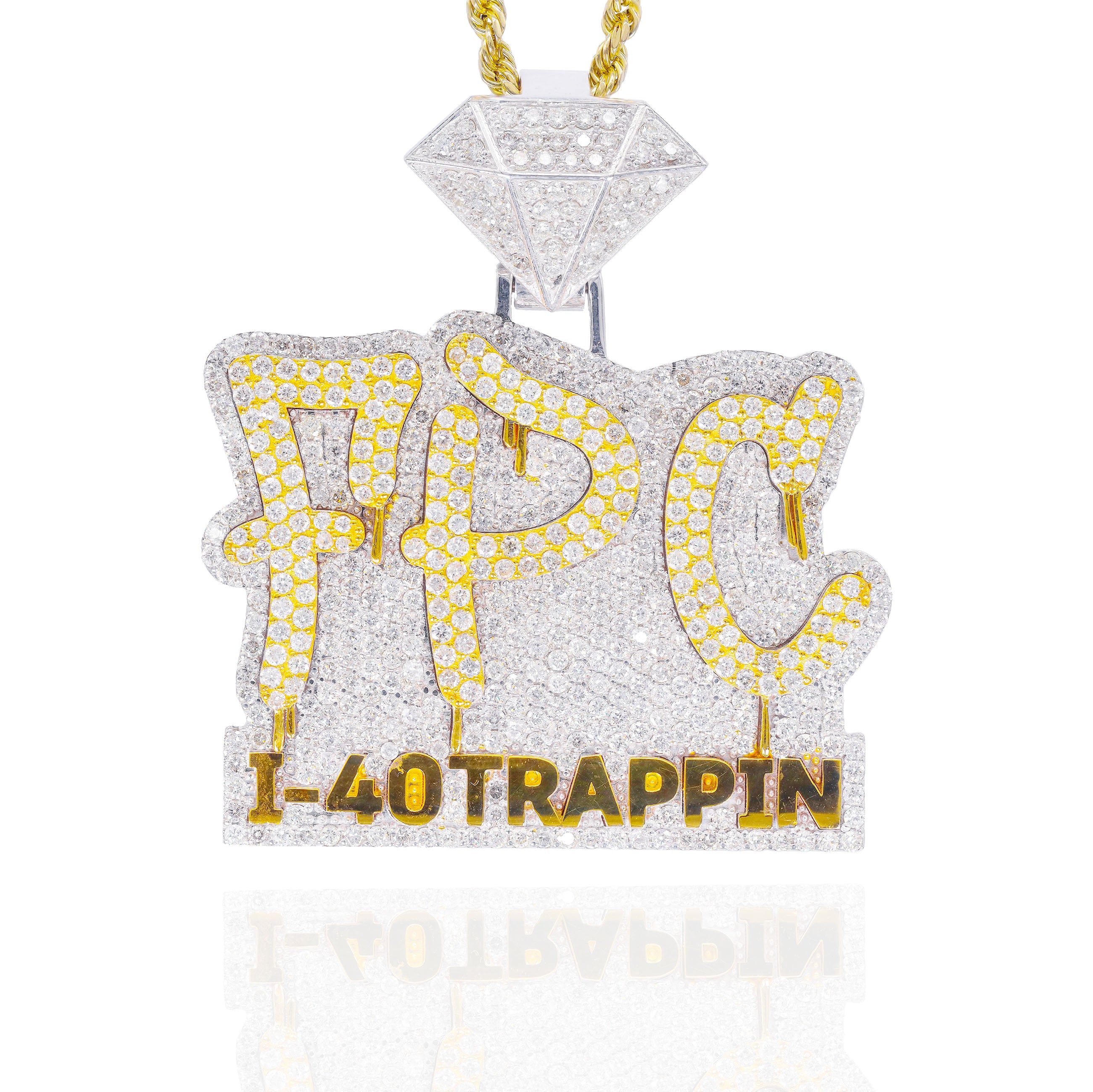 Custom Design Deposit - Two-Tone Letter Diamond Pendant with Solid Gold Letters