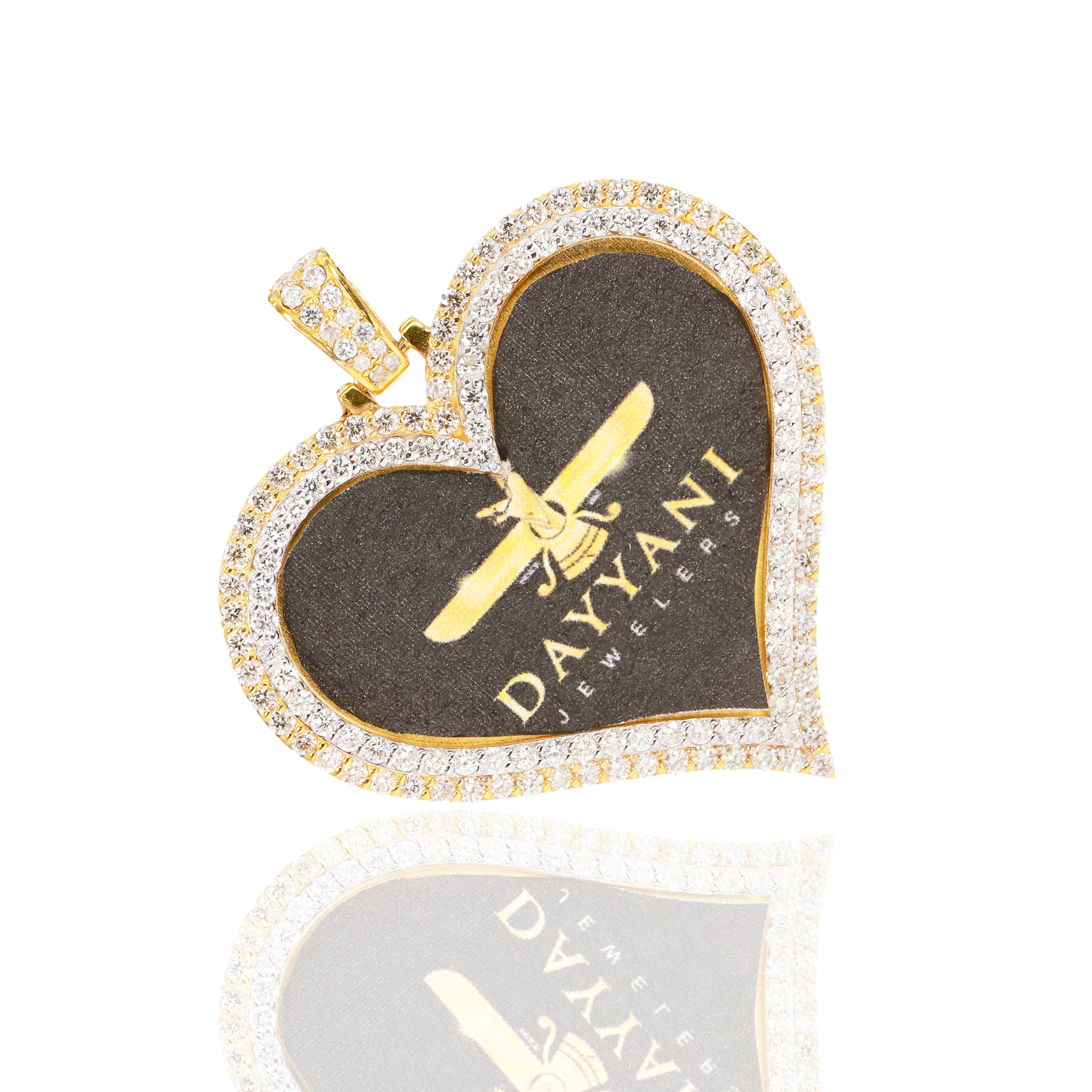 1.50 Inch Two Row Heart Memory/Picture Diamond Pendant