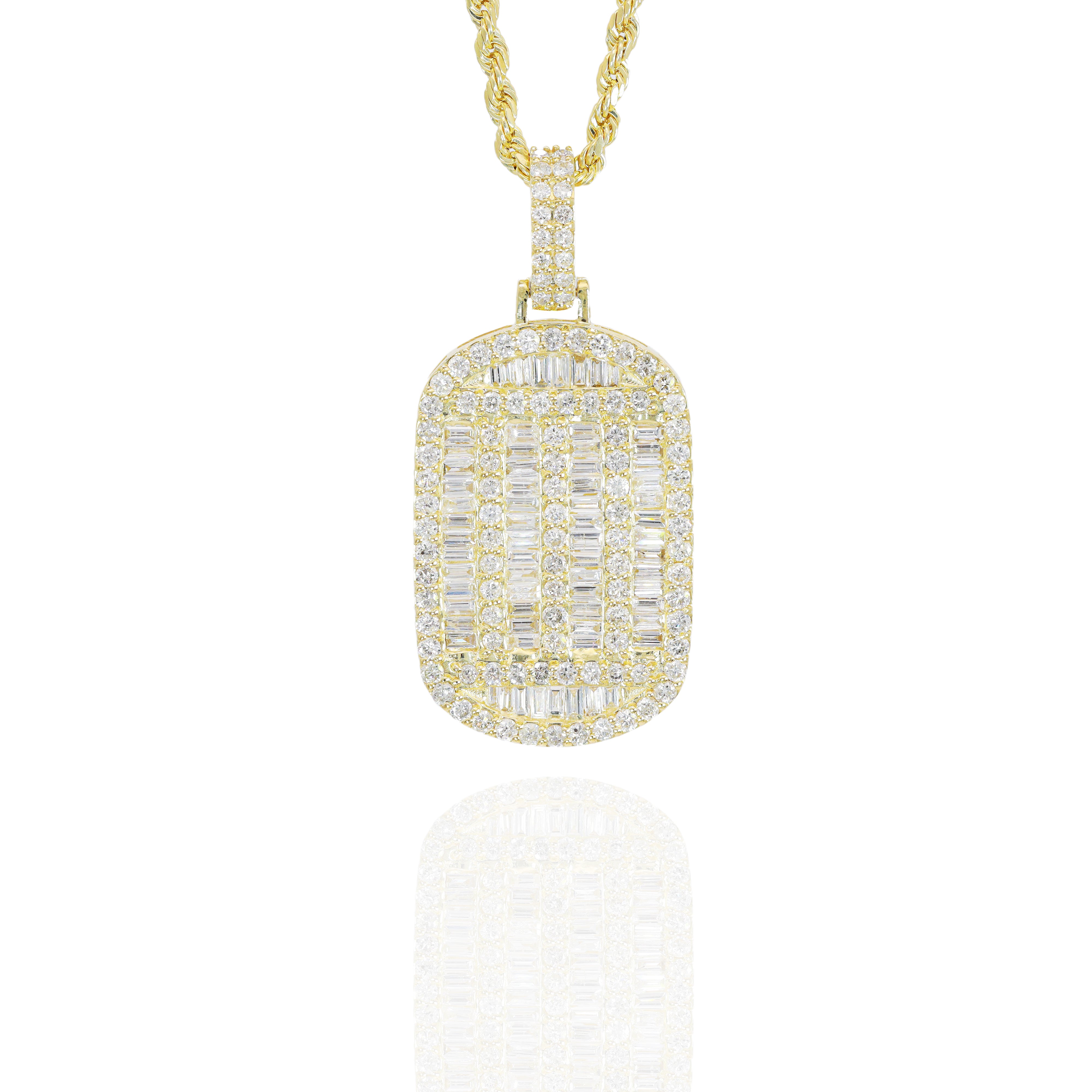 Baguette Diamond Oval Tag Pendant