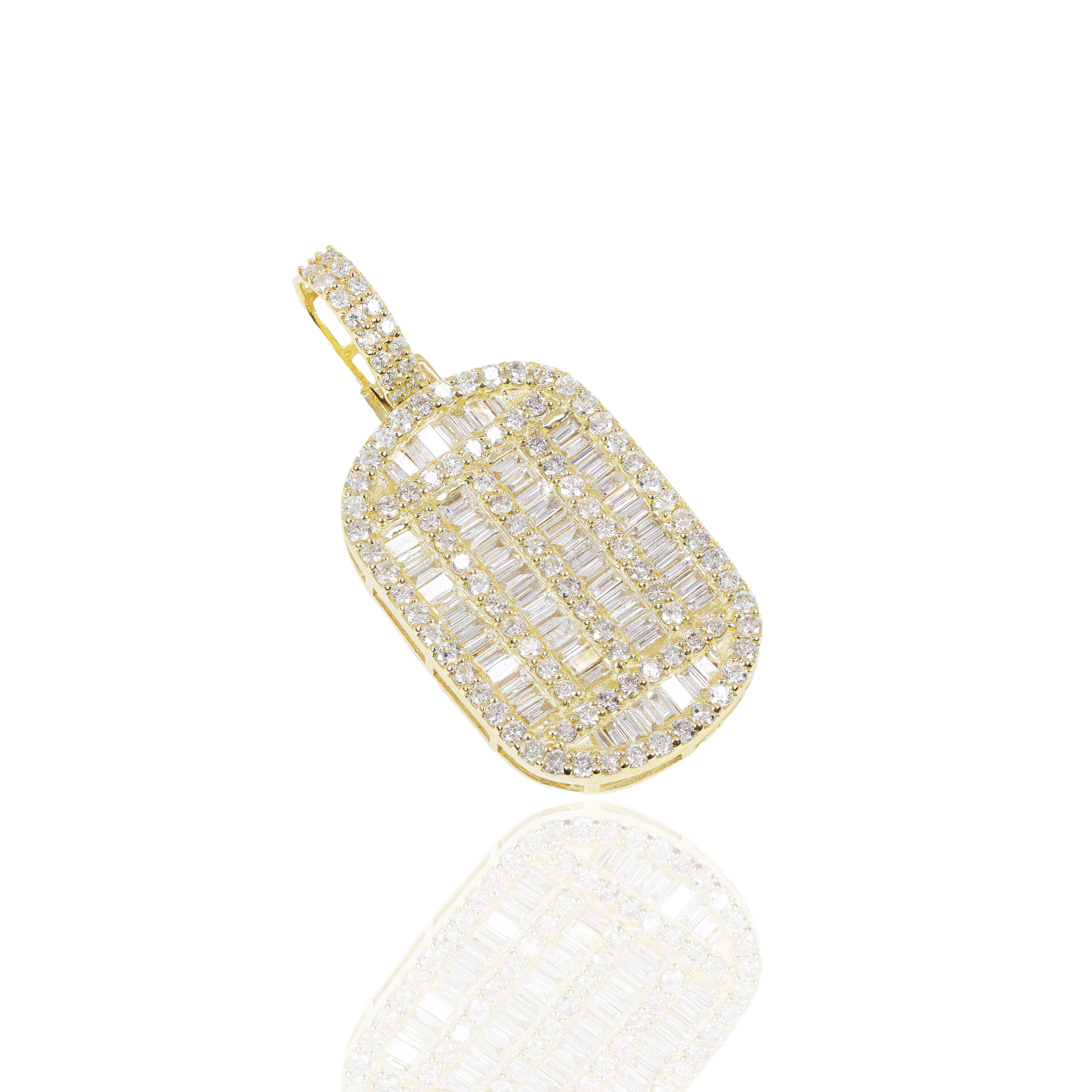 Baguette Diamond Oval Tag Pendant