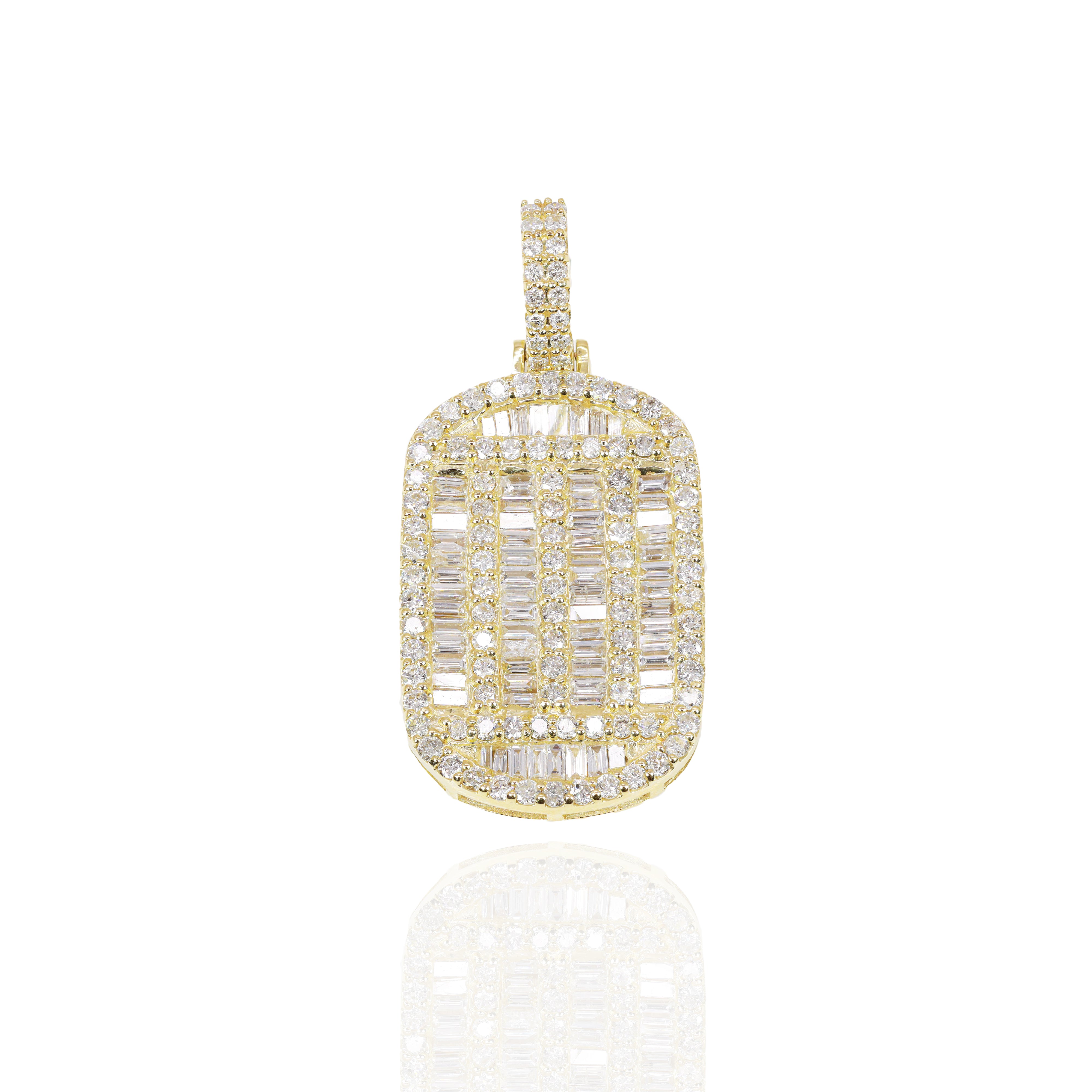 Baguette Diamond Oval Tag Pendant