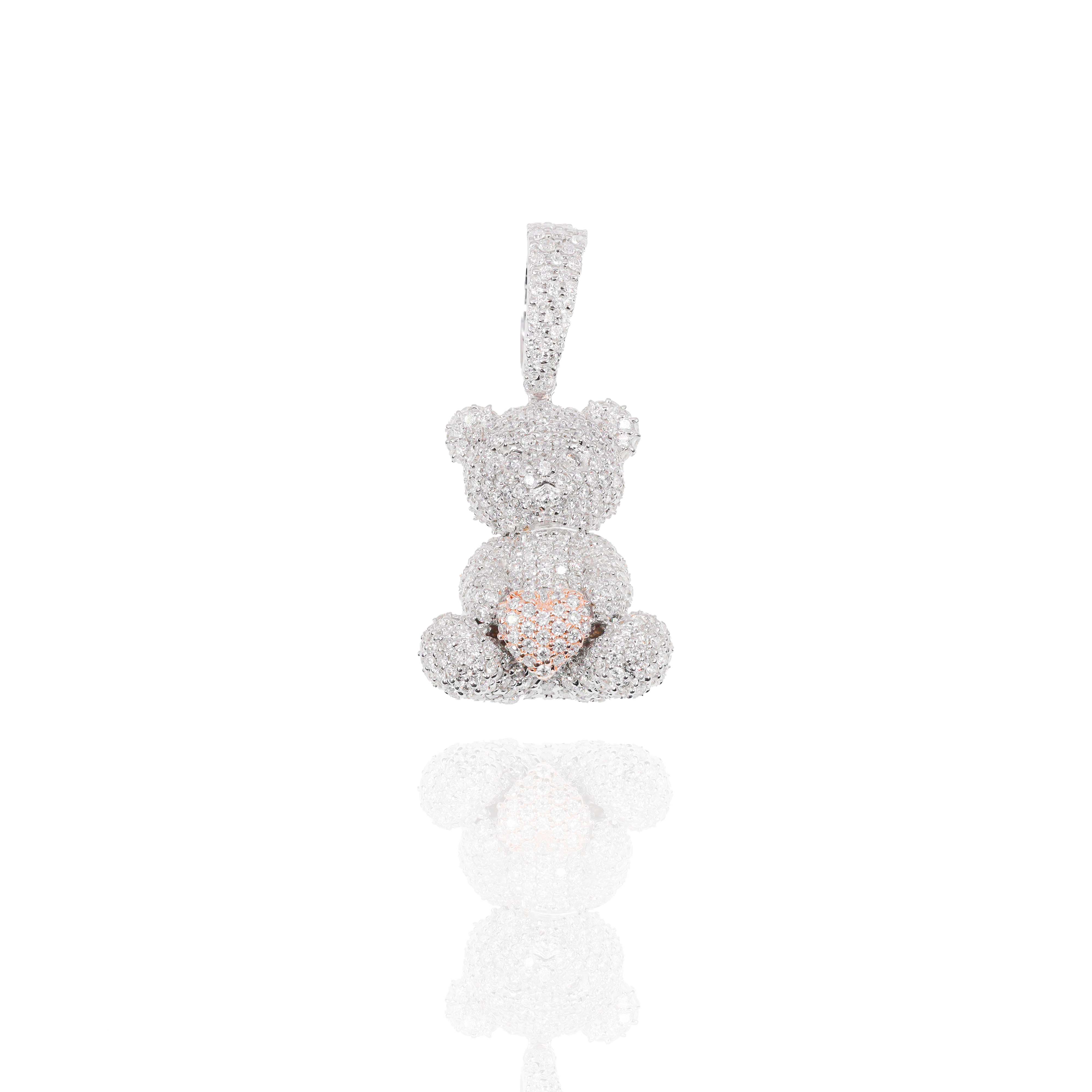 Love Teddy Bear Diamond Pendant