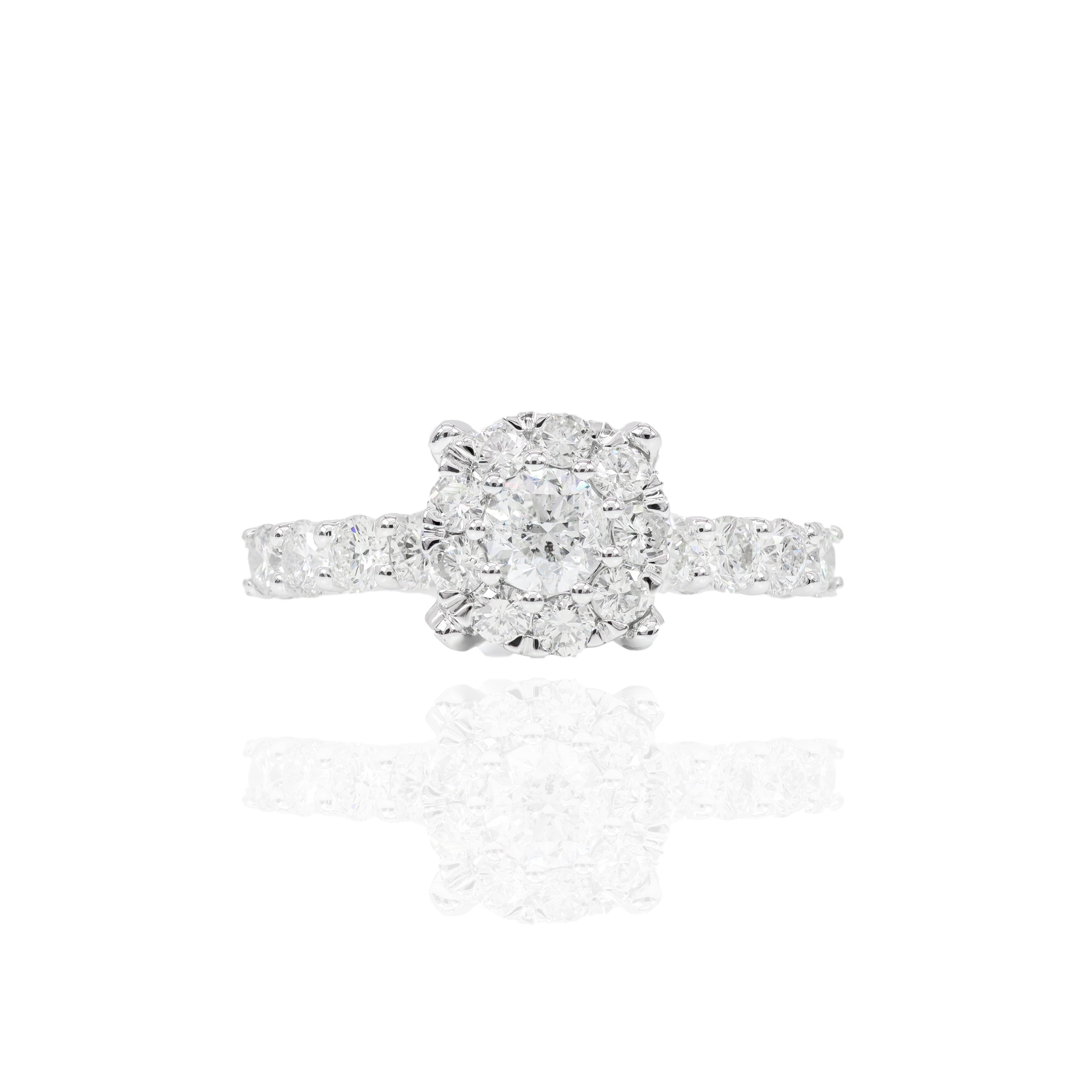 .50 CT Center Diamond with Halo Engagement Ring & Band