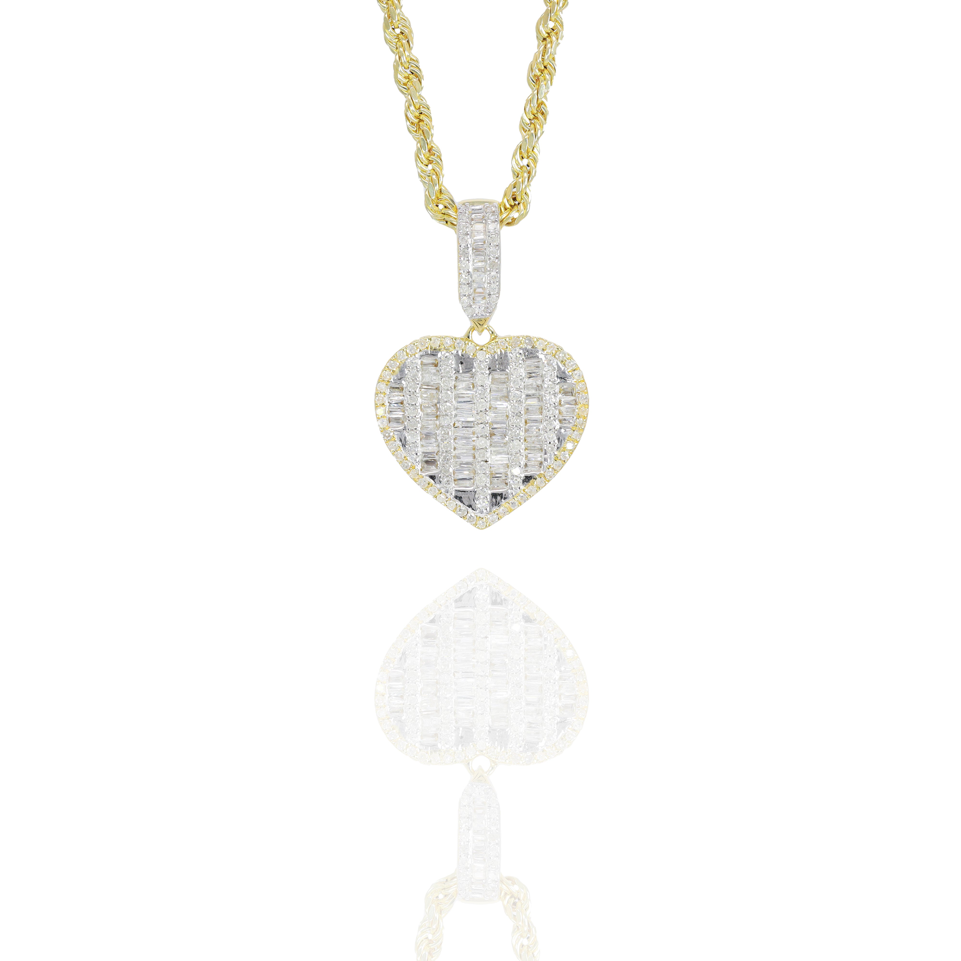 Baguette Heart Diamond Pendant (Mid-Size)