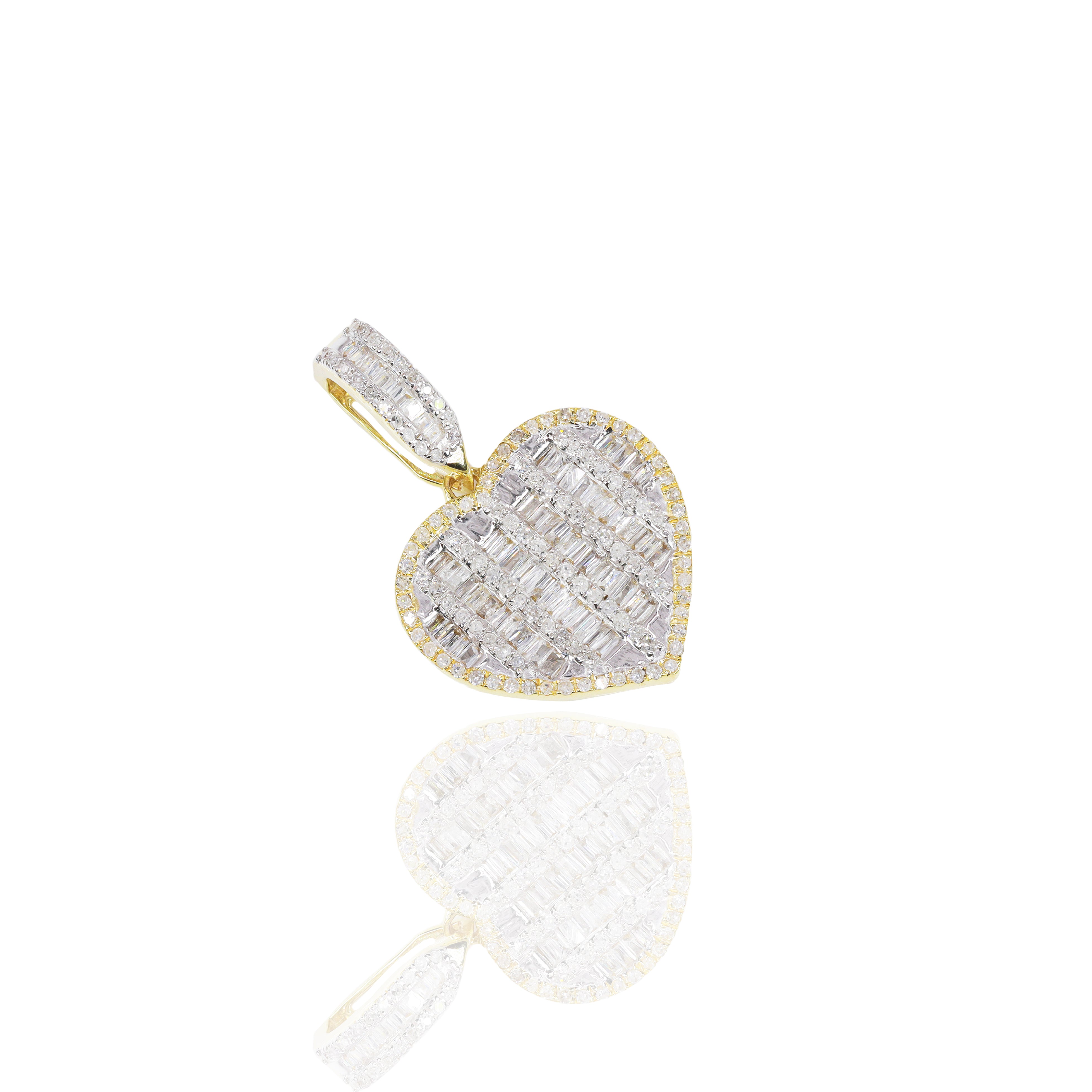 Baguette Heart Diamond Pendant (Mid-Size)