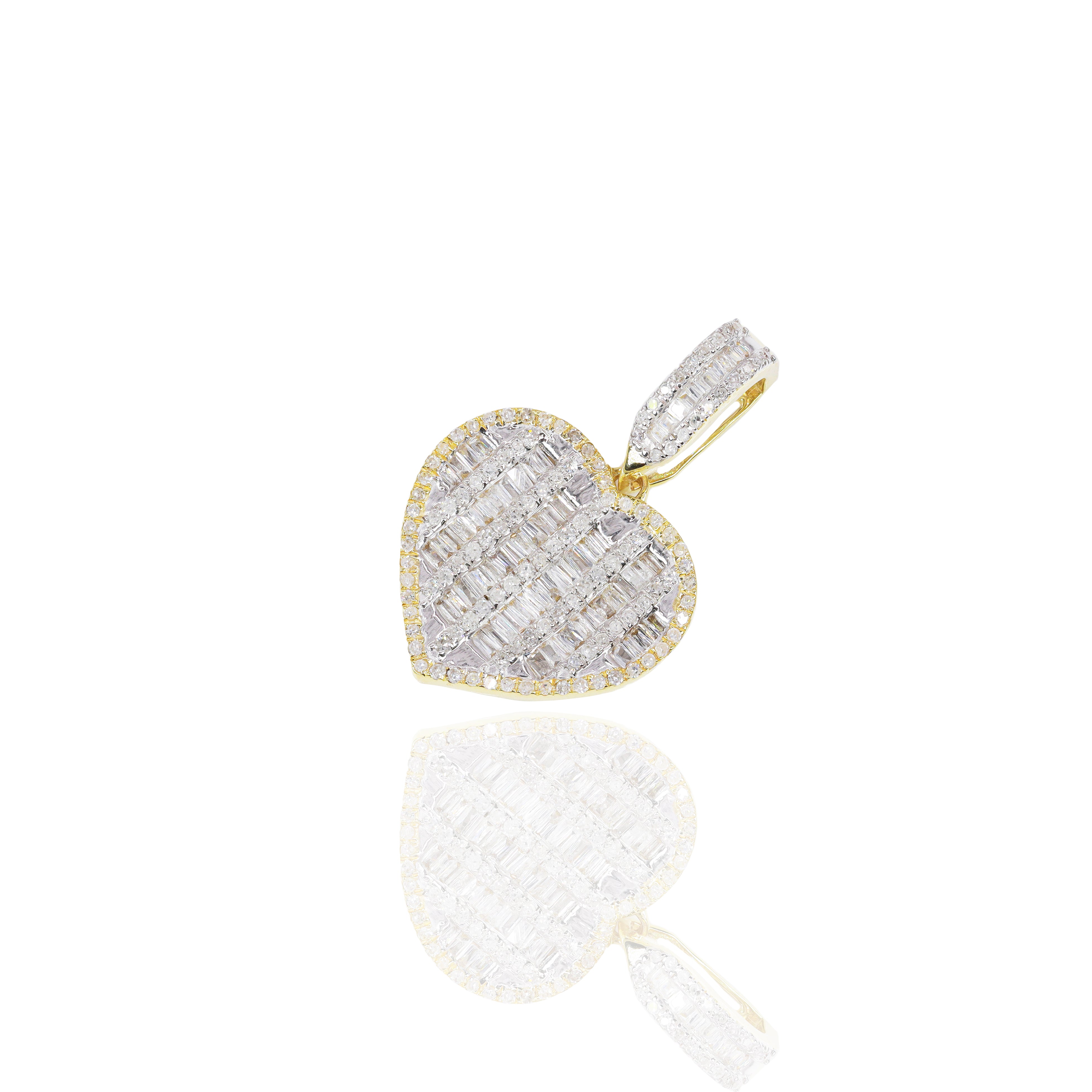 Baguette Heart Diamond Pendant (Mid-Size)
