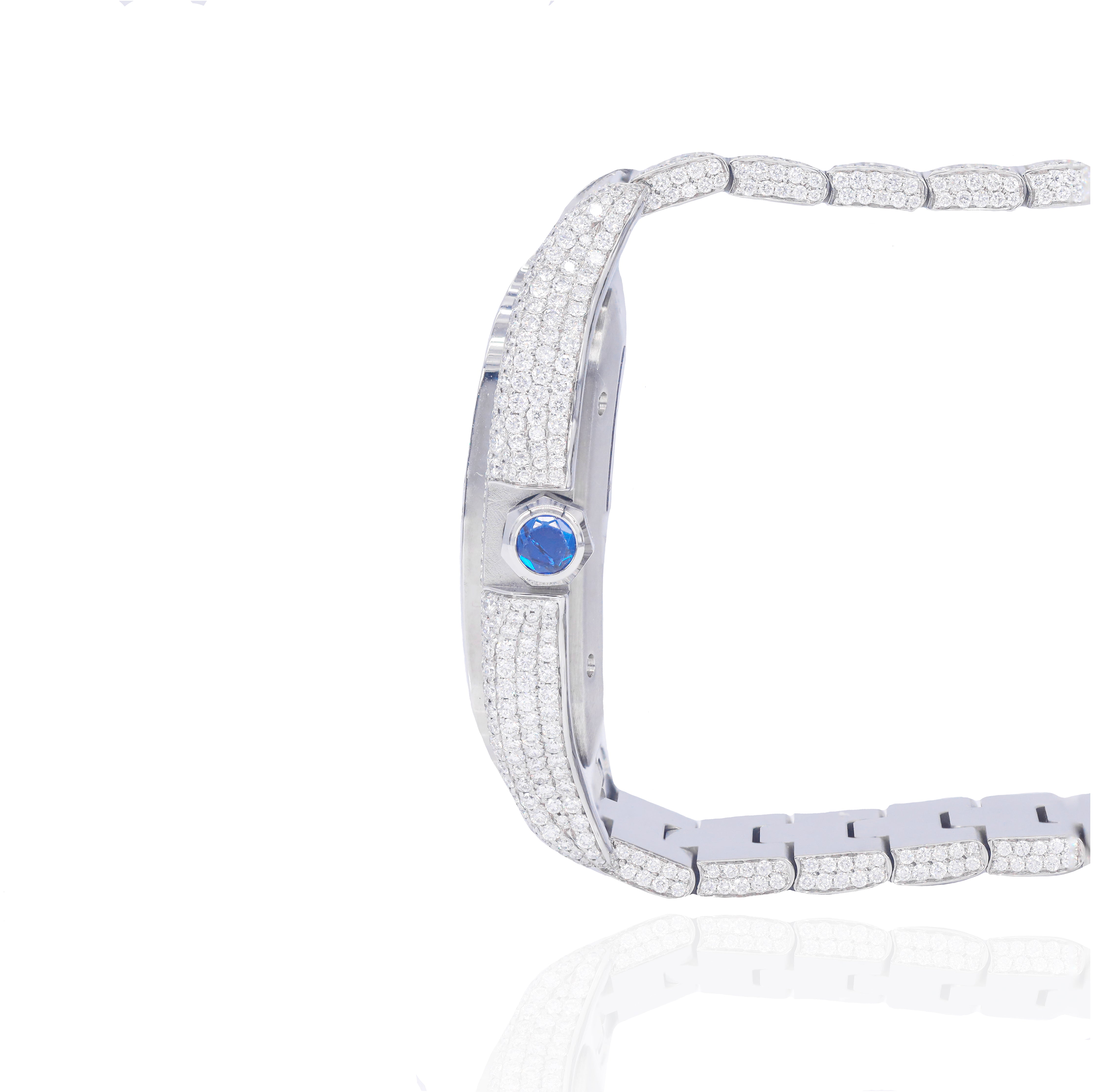 Santos De Cartier Steel Natural VVS Diamond Watch