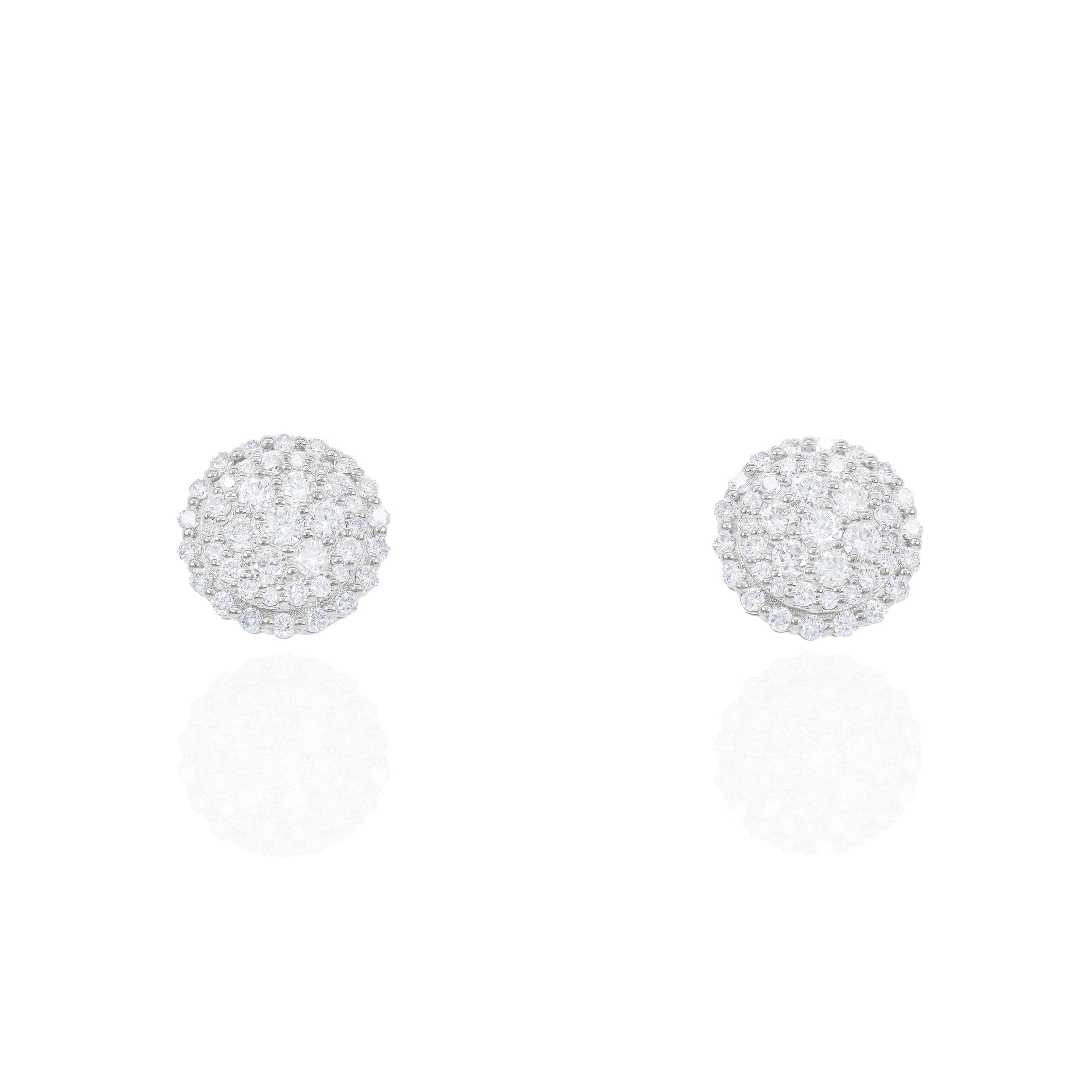 Round Edge Cluster Diamond Earrings
