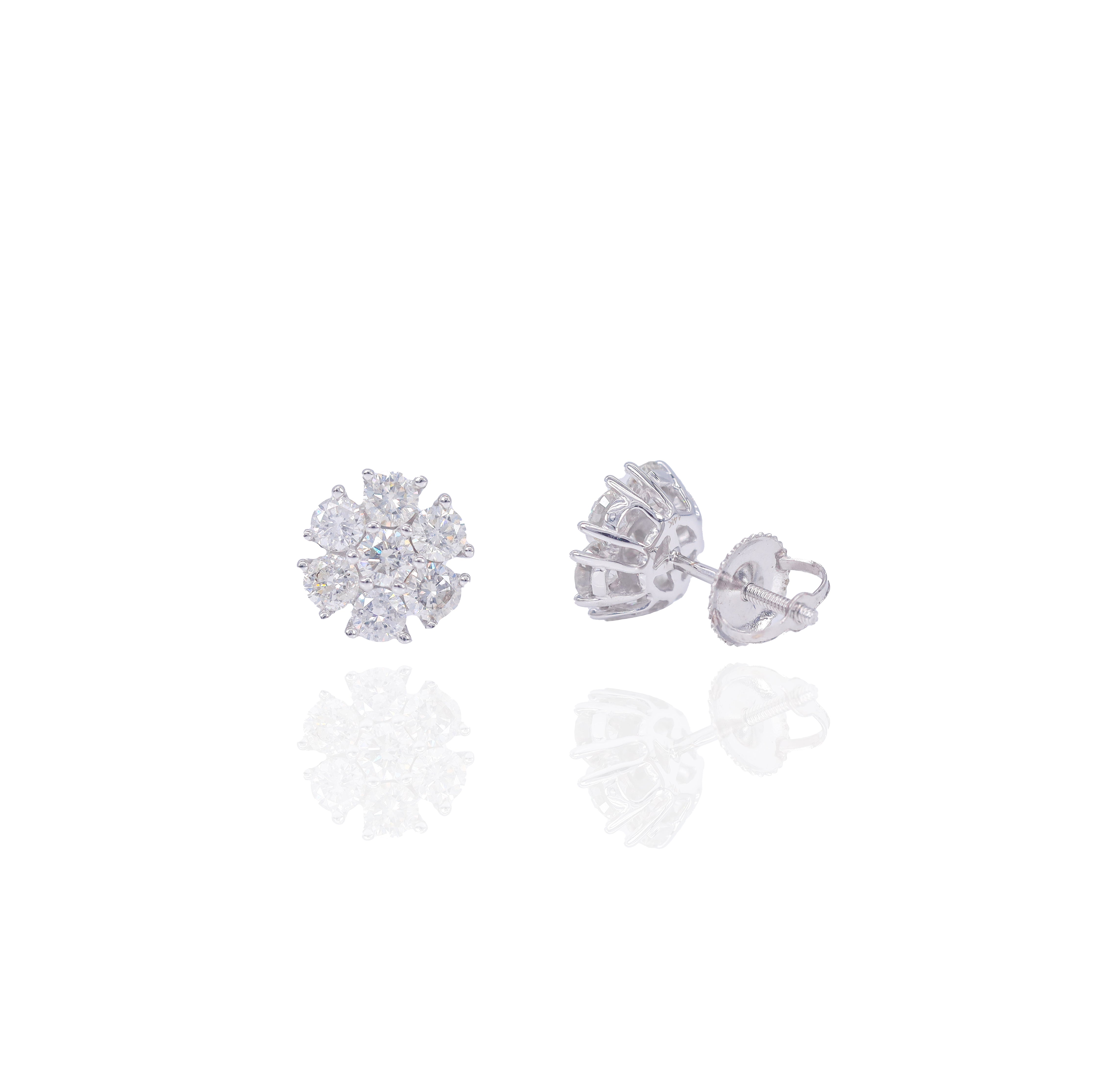 Open Flower Diamond Earrings